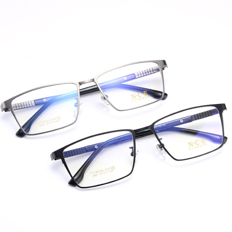 Bclear Men's Full Rim Square Titanium Eyeglasses Frame - Lightweight Durable My5007 for Work, Reading & Driving