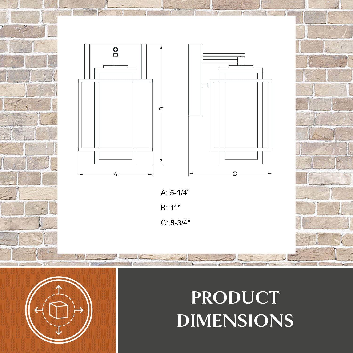 VAXCEL Hyde Park 1-Light Bronze Outdoor Wall Lantern with Clear Glass - Dusk to Dawn Sensor - Perfect for Porch, Patio, Garden & Entryway Lighting