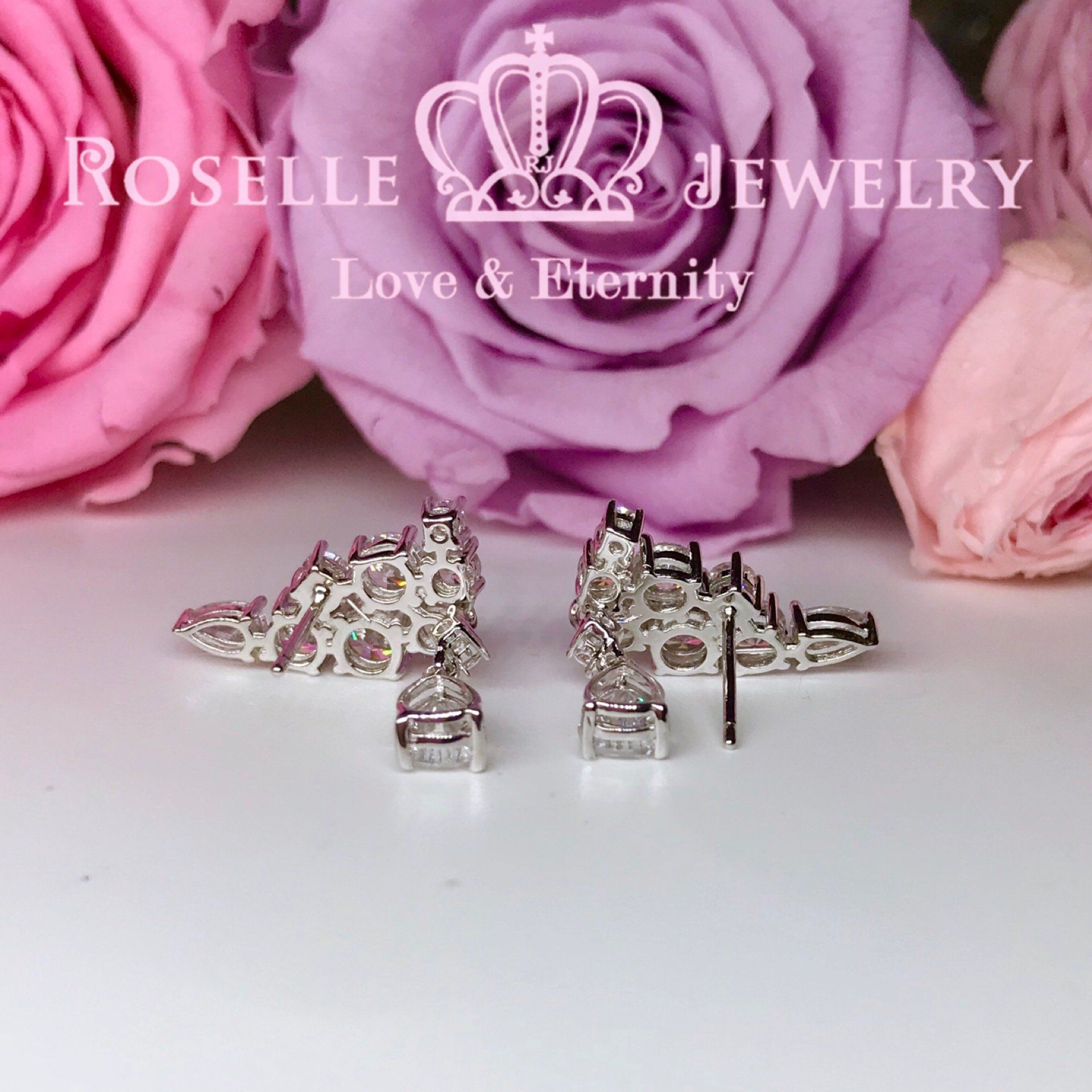 Sparkling Cluster Drop Earrings for Women - Elegant Dangle Earrings with Cubic Zirconia Stones | Perfect for Parties, Weddings & Evening Events (DE12)