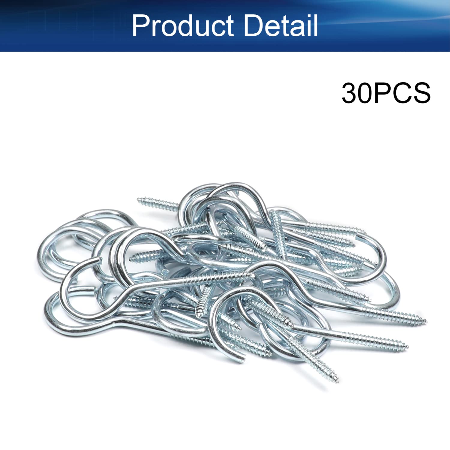 75mm Silver Eyelet Screw Hooks - 30PCS Heavy Duty Ceiling Hooks for Hanging Plants, Christmas Lights & Outdoor String Lights - Perfect for Home Decor, Garden & Holiday Lighting