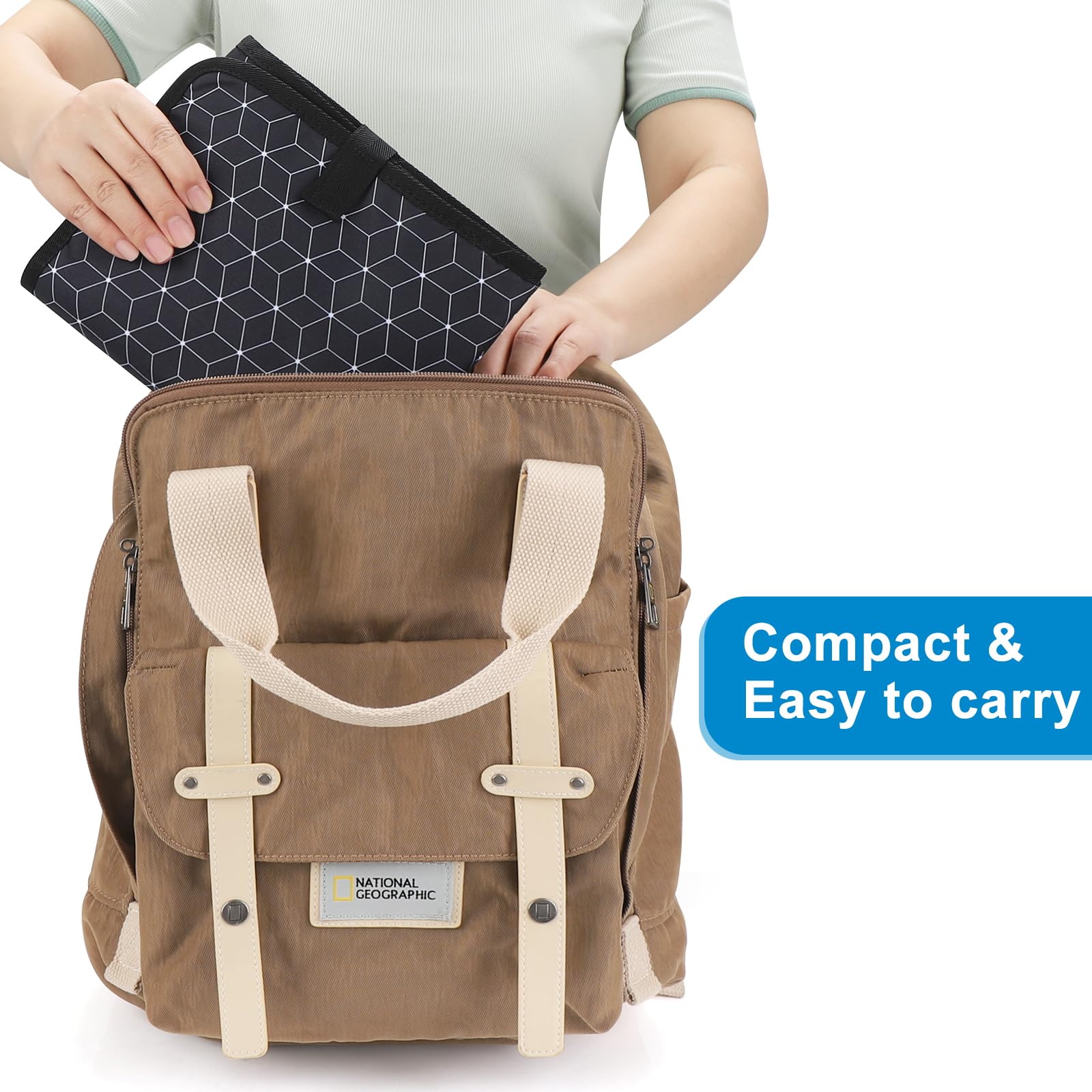 Accmor Waterproof Portable Baby Changing Pad - Foldable Travel Diaper Changing Mat for On-the-Go Parents (Black) | Perfect for Diaper Bags, Car Seats & Strollers
