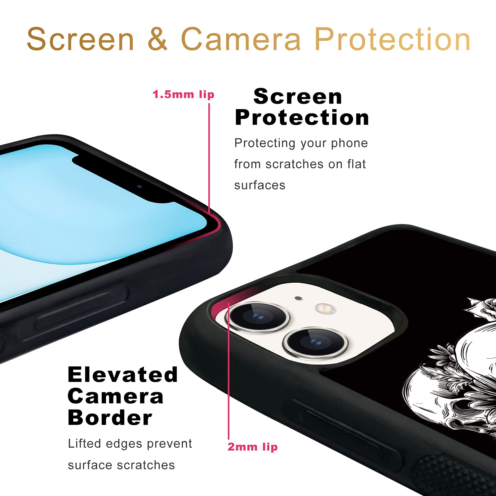 Skull Phone Case for iPhone 11 (6.1 Inch) - Shockproof Protective TPU Aluminum Cover with Cool Skull Design for Teen Boys & Girls | Perfect for School, Parties, and Everyday Use
