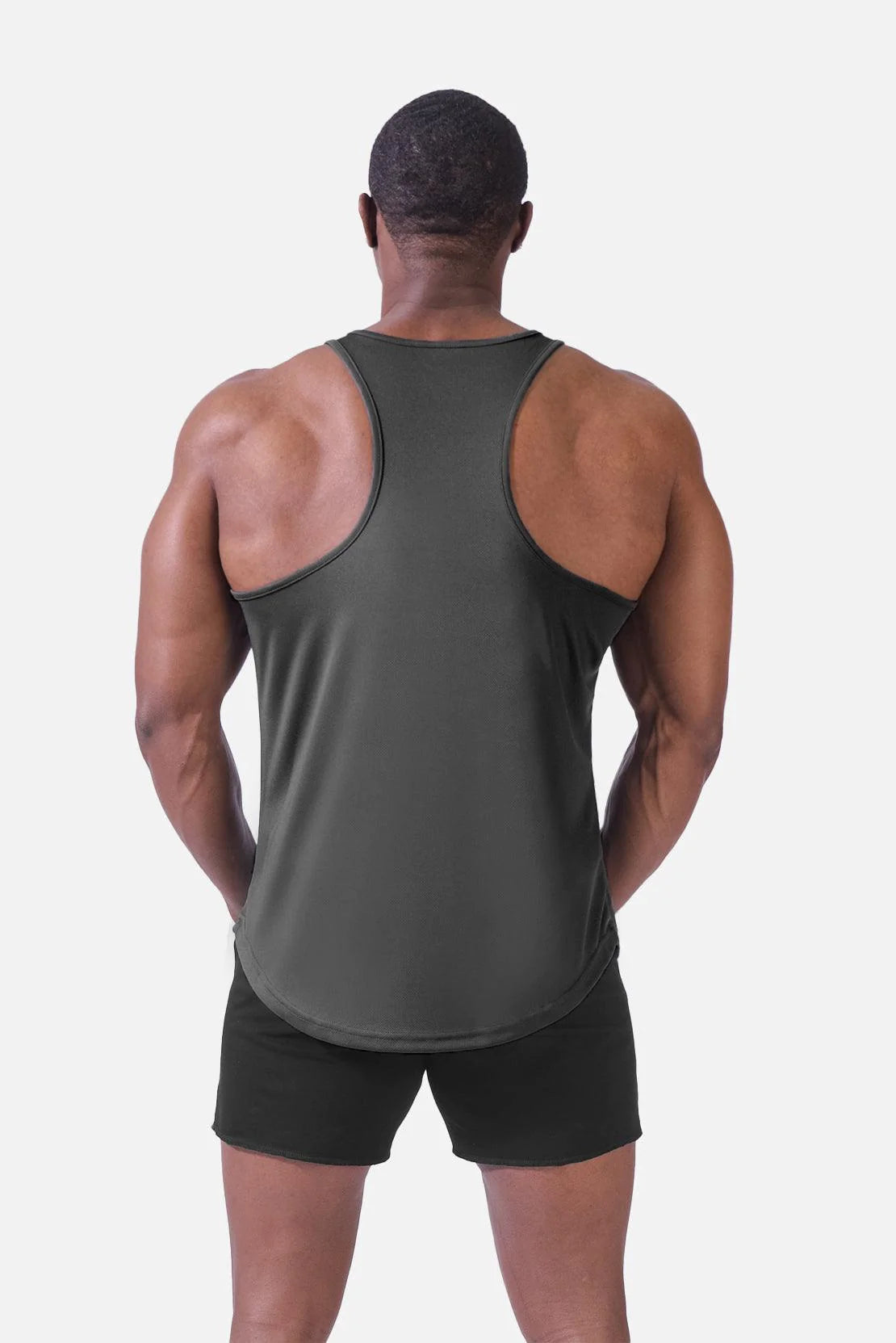 Jed North Men's Microfiber Dri-Fit Workout Tank Top - Dark Grey - Moisture Wicking Athletic Shirt for Gym, Running & Training