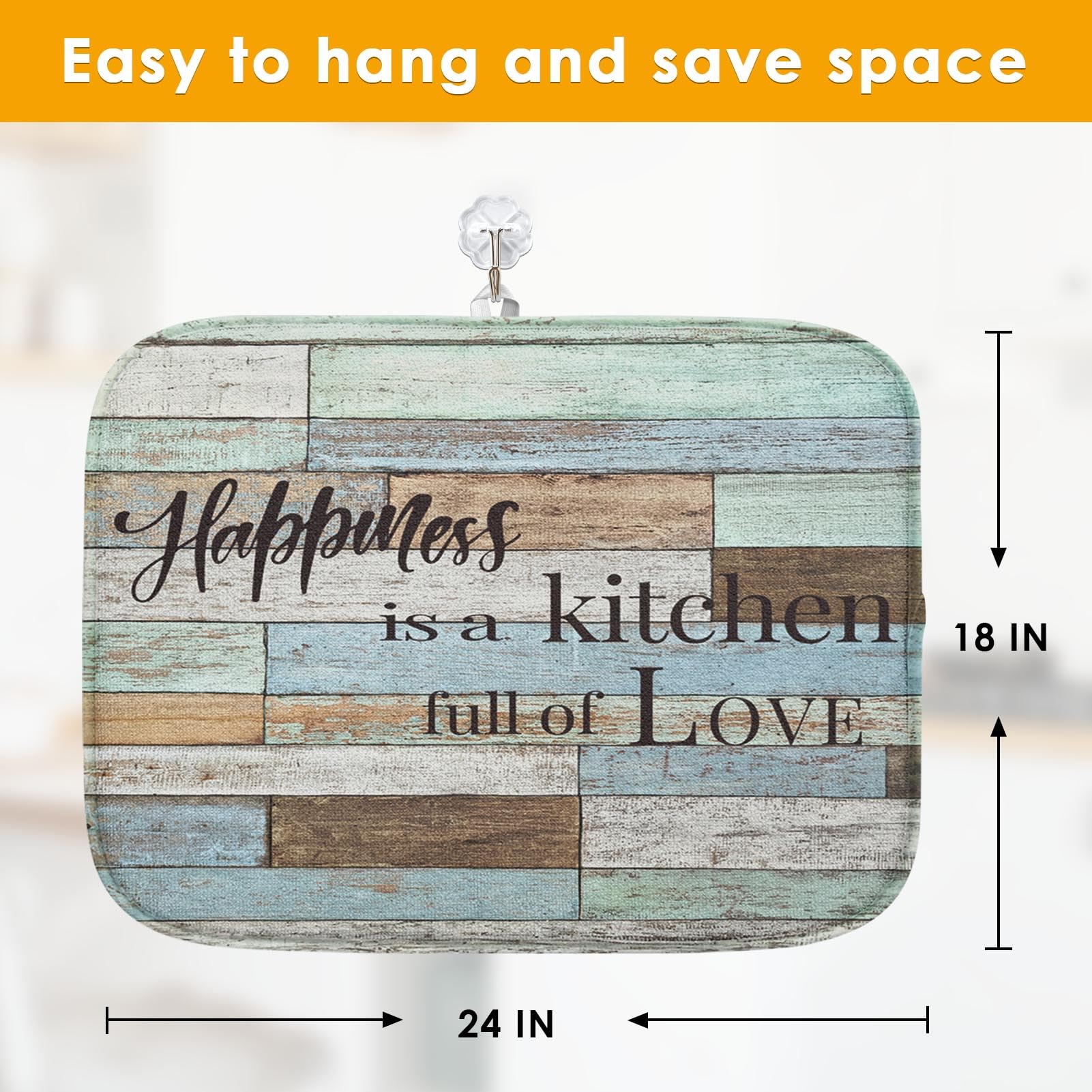 Sanwarm Absorbent Dish Drying Mat - Premium Microfiber Kitchen Counter Pad for Dishes & Utensils | Heat Resistant & Reversible (18