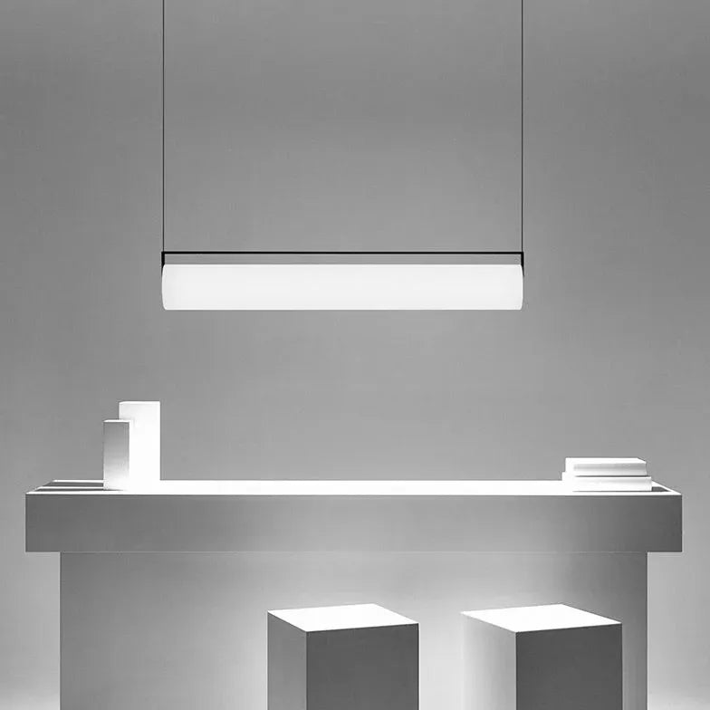 Modern White Rectangular Acrylic Tube Pendant Light - Minimalist Ceiling Fixture for Kitchen Island, Dining Room & Bedroom Lighting