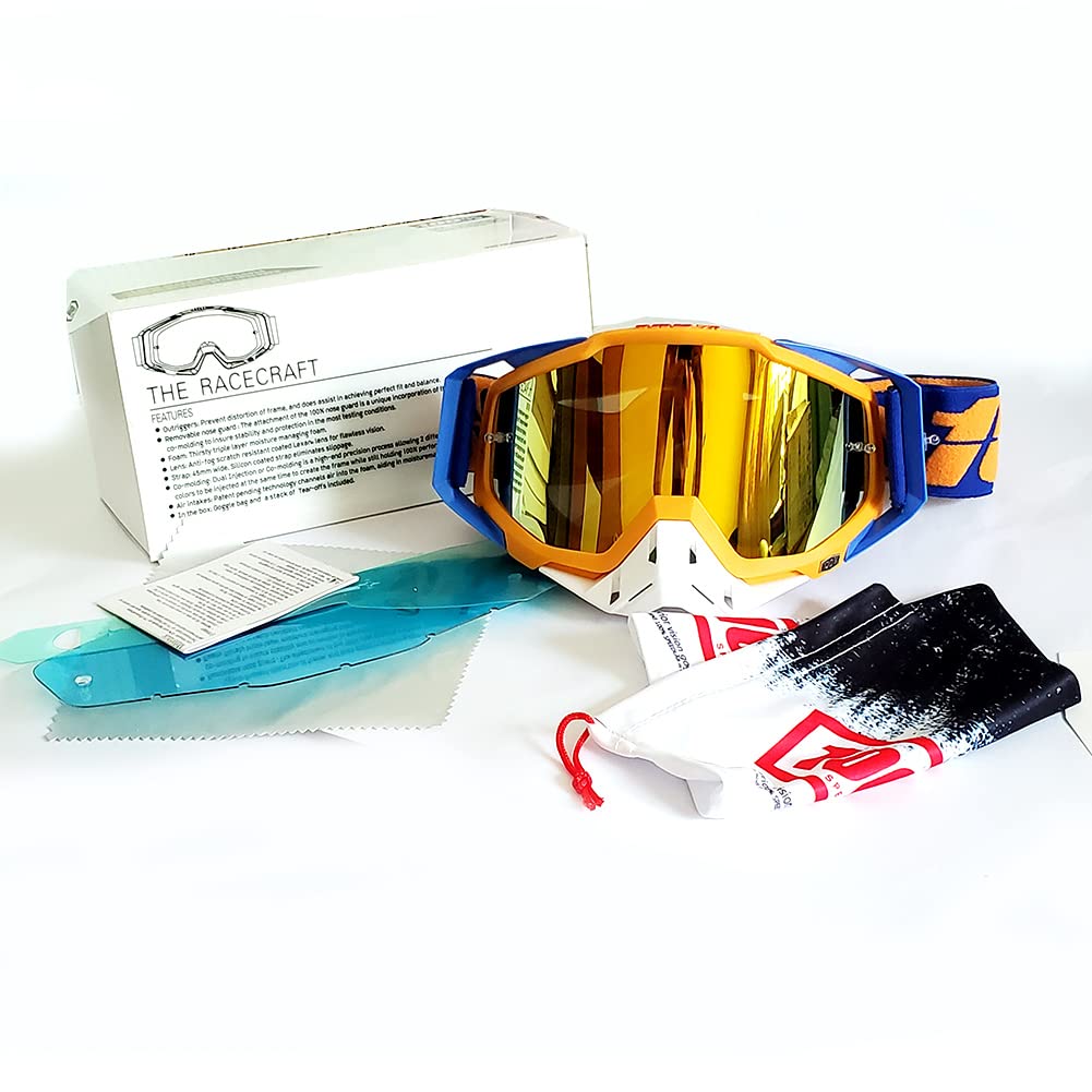 Anti-Fog Windproof Motorcycle Goggles - UV Protection Motocross & Ski Goggles for All-Terrain Riding, Bike Racing & Snow Sports | Durable Helmet-Compatible Eyewear for Cross-Country & Off-Road Adventures