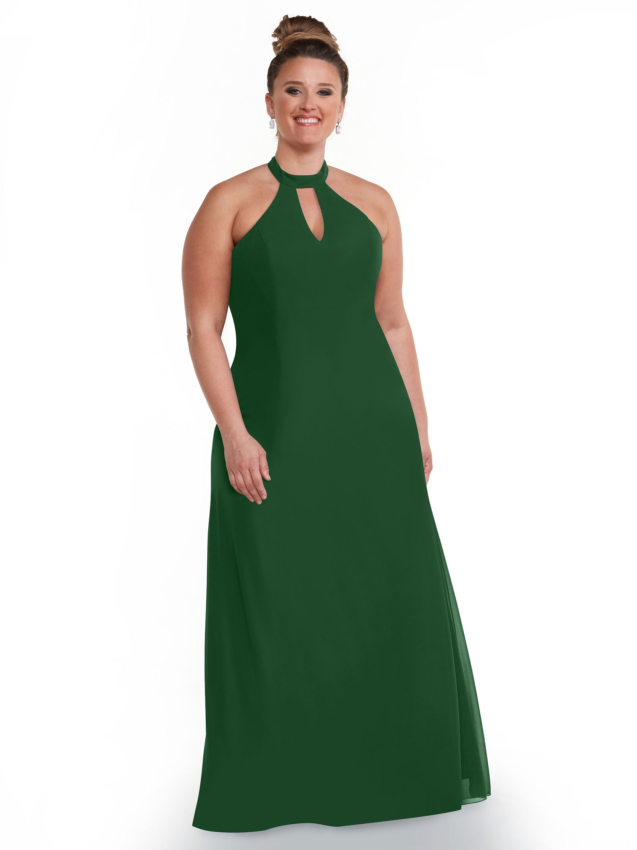 Elegant 80138 Chiffon A-Line Bridesmaid Dress with Keyhole Halter Neckline - Perfect for Weddings, Formal Events & Special Occasions