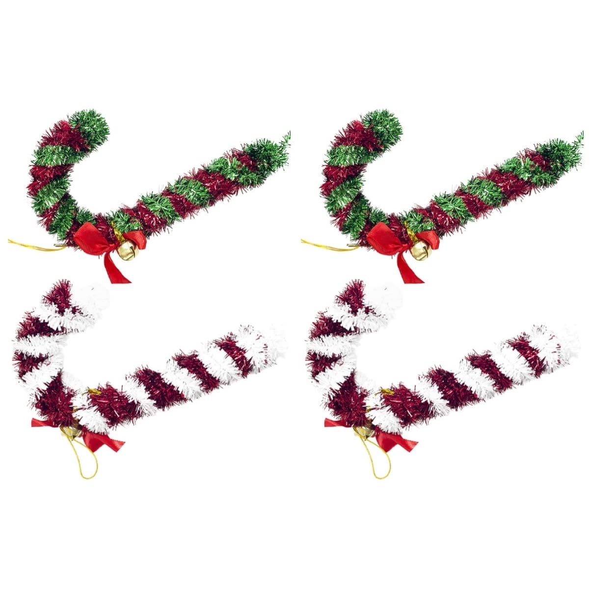 2pcs Christmas Candy Canes - Red & White Plastic Decor for Tree & Gifts