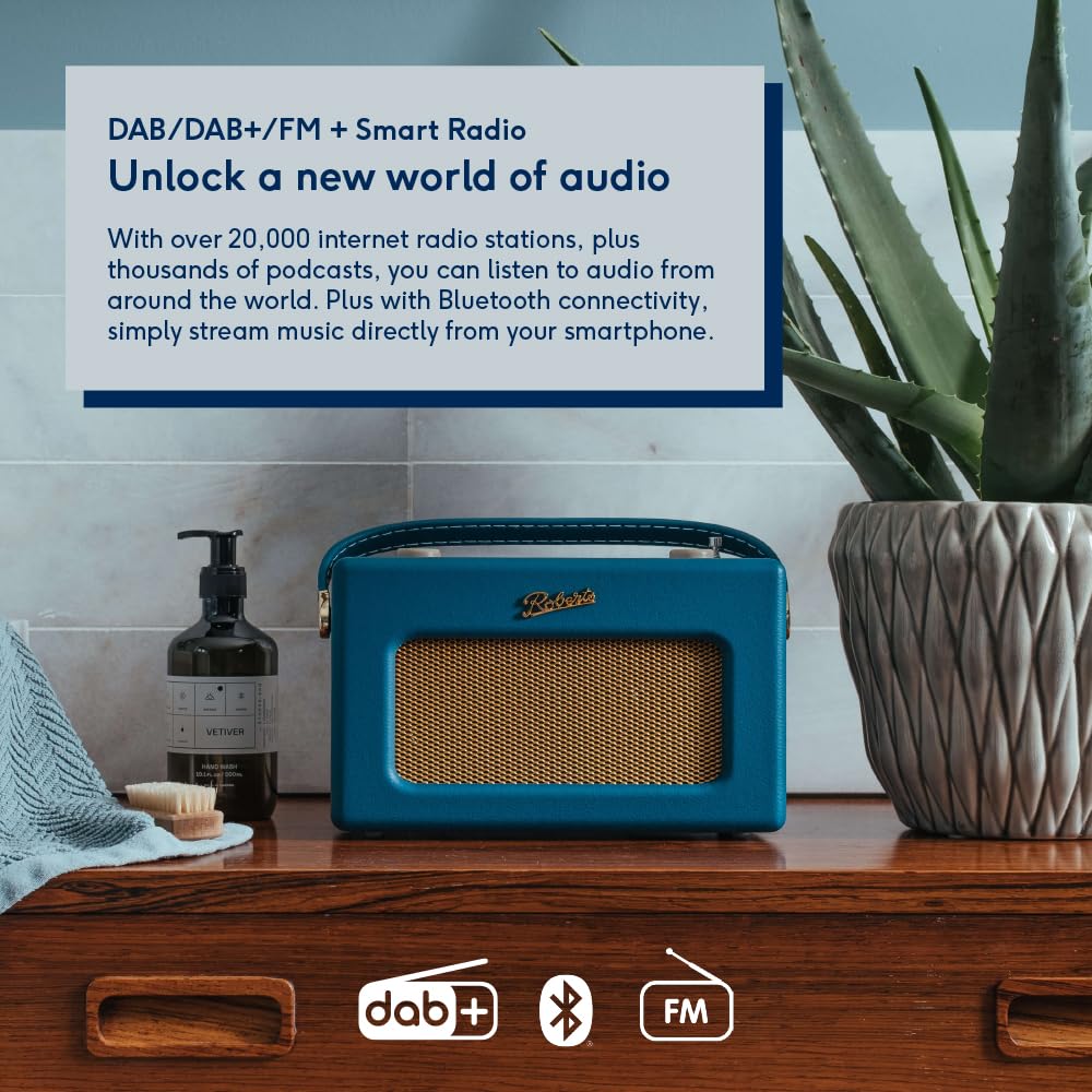 Roberts Revival iSTREAML FM/DAB/DAB+/Internet/Bluetooth Radio - Teal Blue Portable Digital Radio for Home, Office, and Outdoor Use