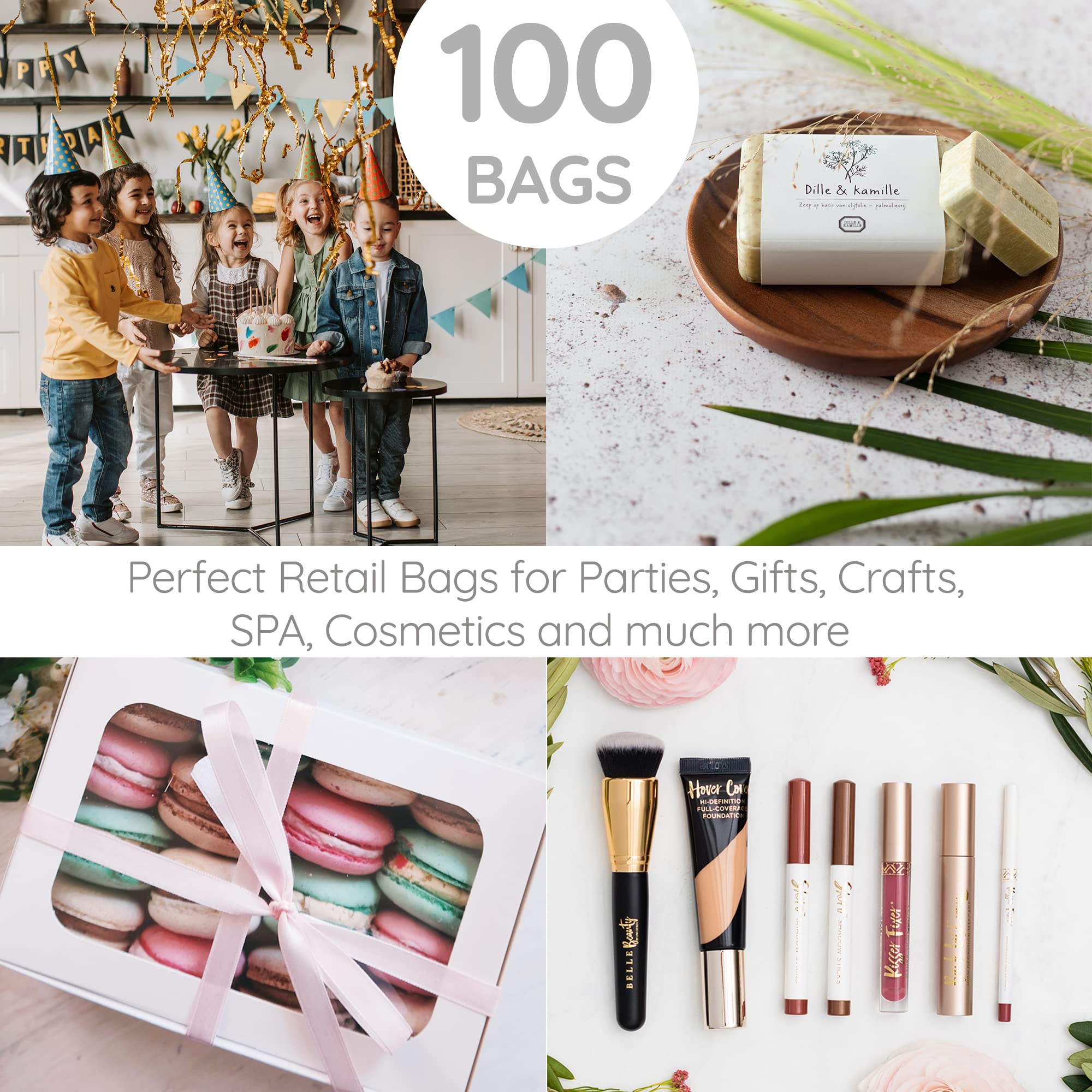 100 White Gift Bags with Handles 9