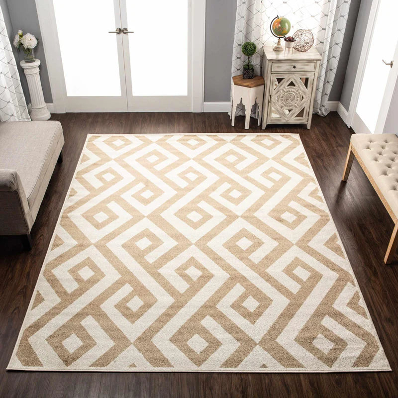 Saxton Modern Diamond Geometric Indoor Area Rug - Non-Slip Soft Living Room Carpet for Home Decor, Bedroom, Office | Stylish & Comfortable Floor Mat