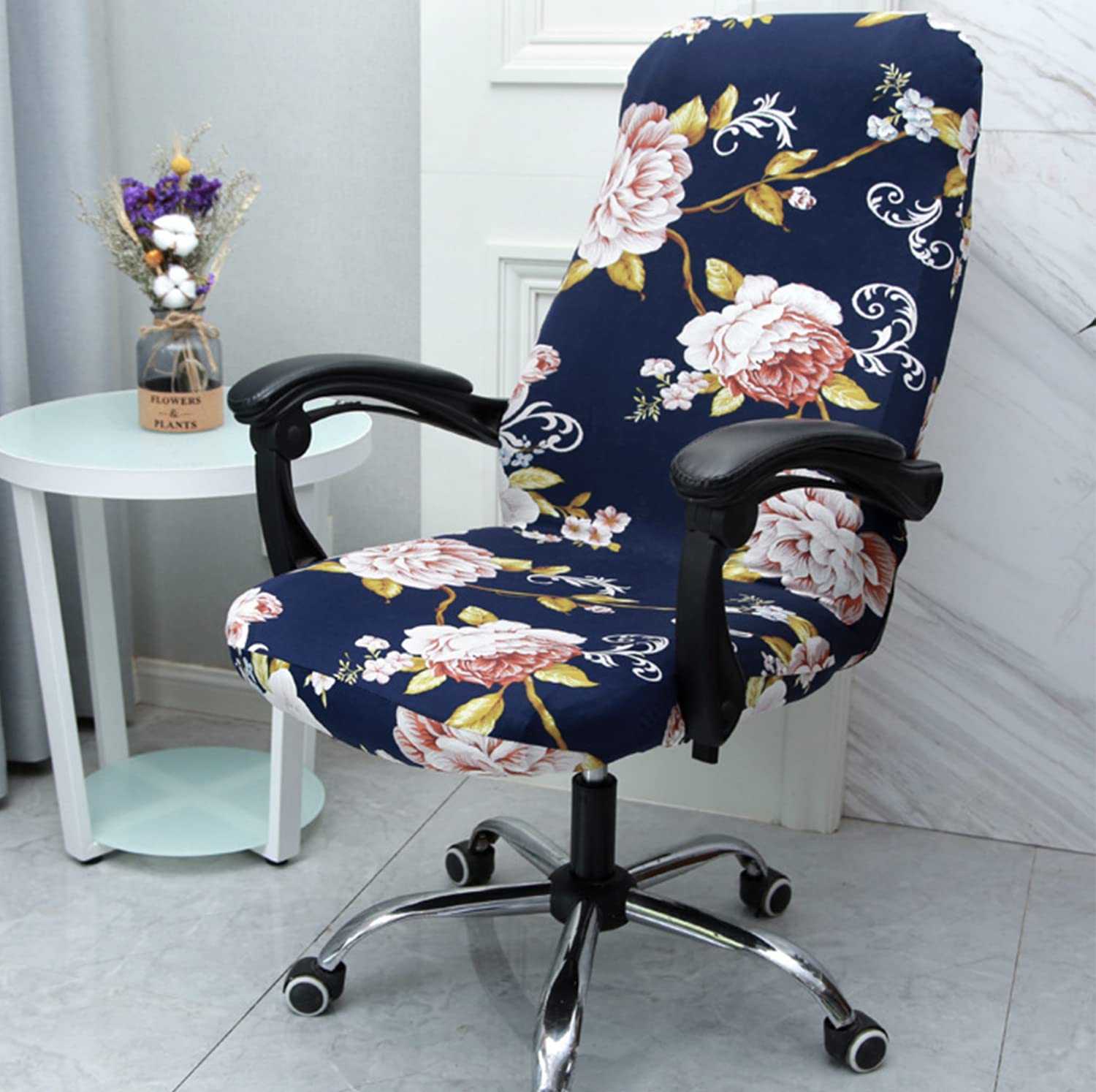 XNN Large Computer Office Chair Cover - Stretchable Protective Slipcover for Boss Chairs, Breathable & Durable (Black) - Perfect for Home Office, Gaming & Executive Workspaces