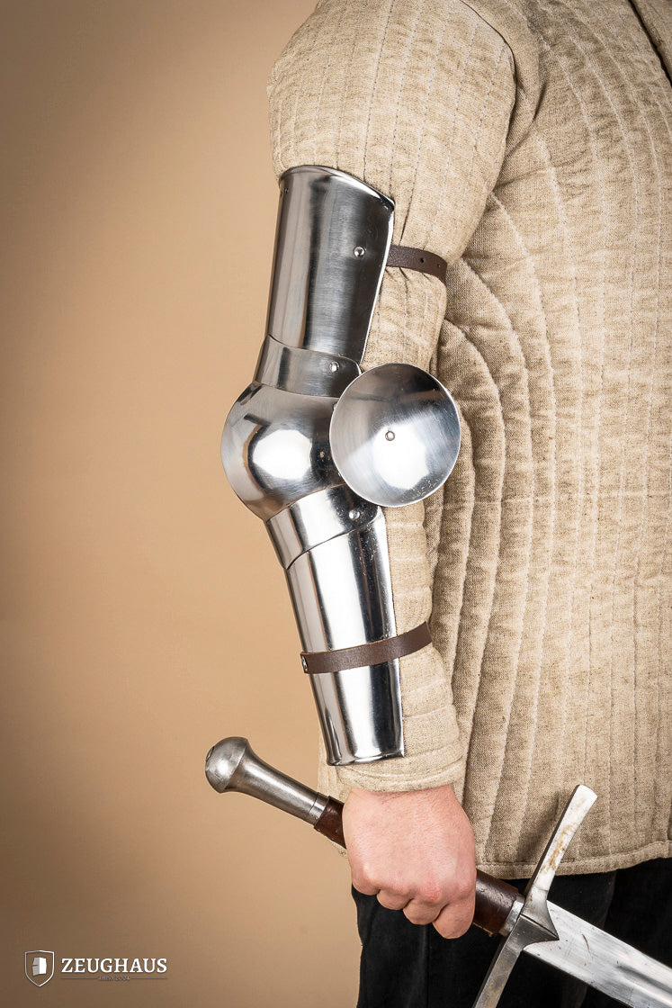 14th Century Medieval Arm Armor - 1.6mm Polished Steel Gauntlet for LARP, Cosplay & Historical Reenactment