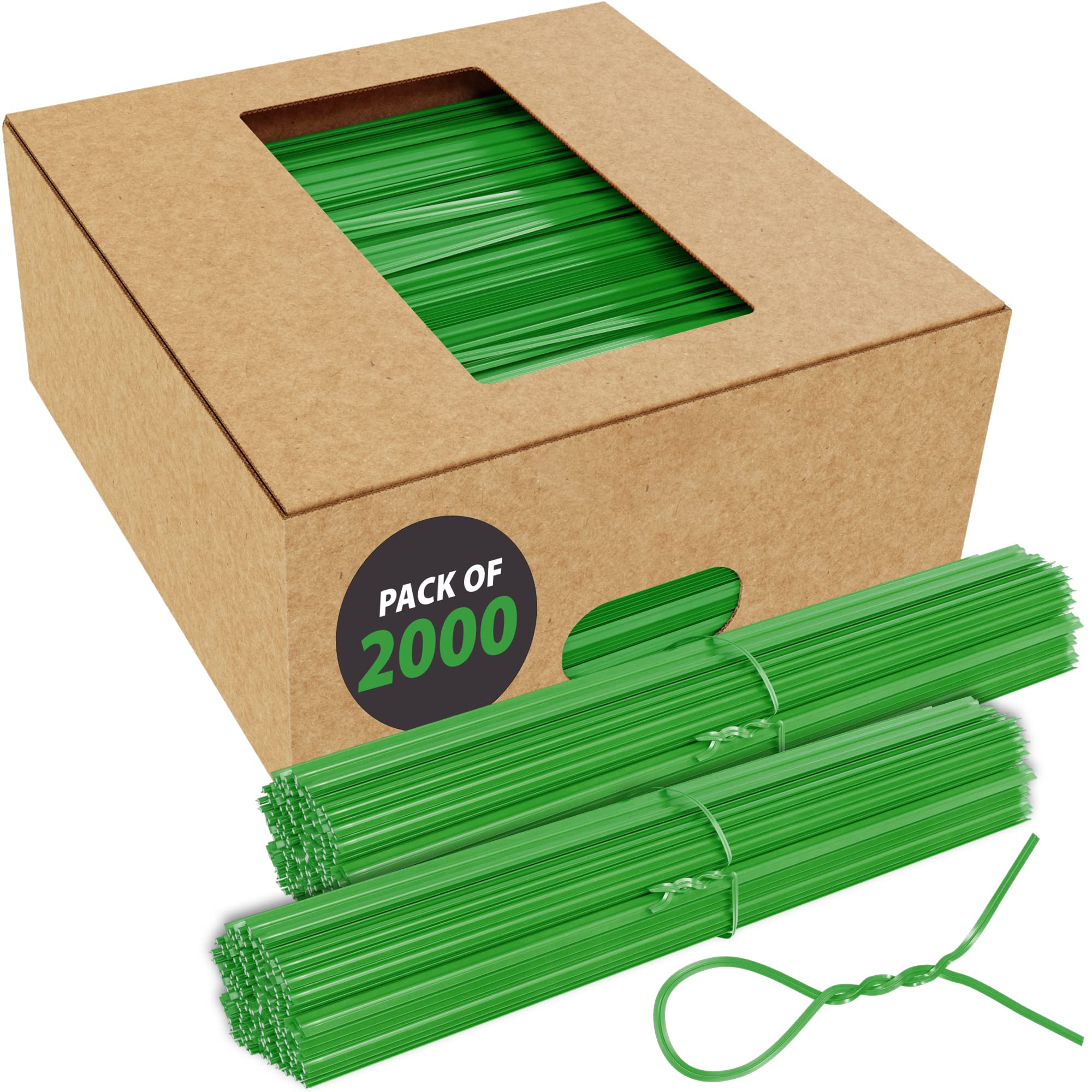 2000 Pack Green Twist Ties for Bags - 4 Inch Reusable Coated Wire Bread Ties with Dispenser Box | Perfect for Sealing Plastic Bags, Organizing Cables & Securing Plants | Bulk Food Storage & Household Organization Supplies
