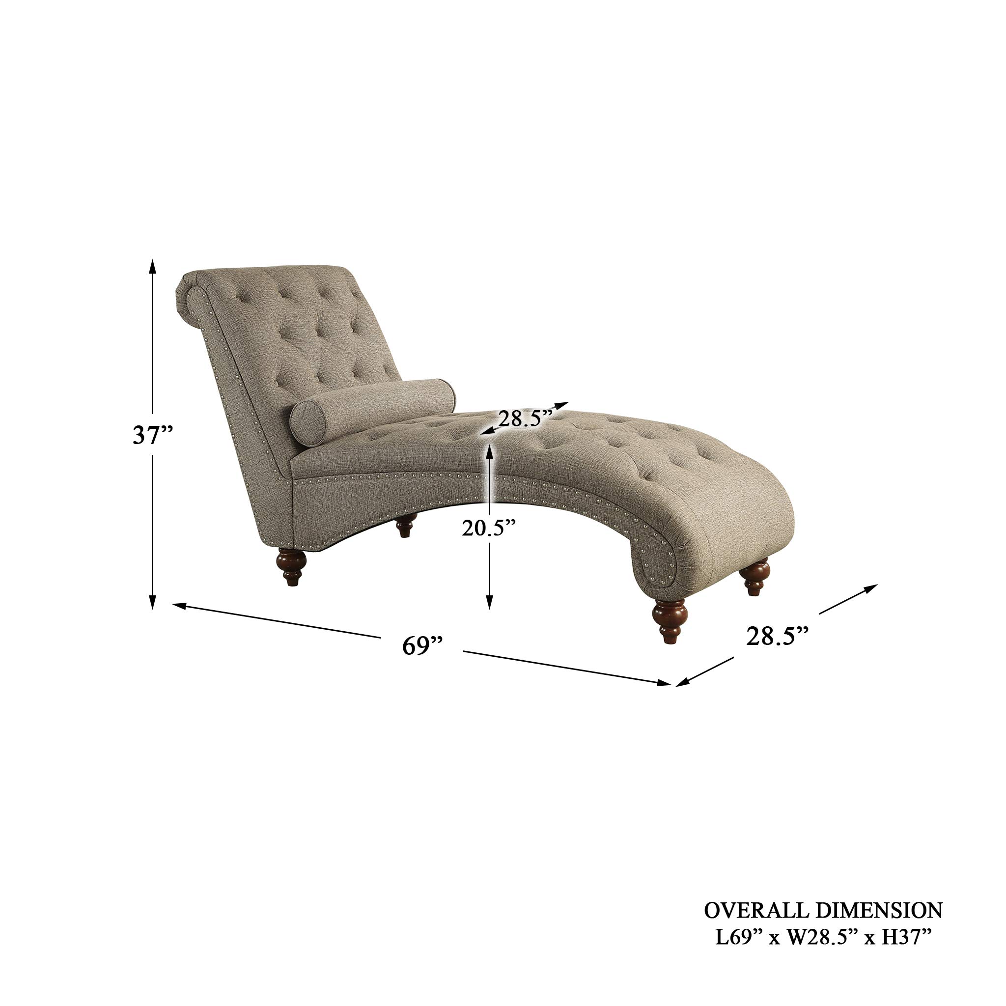 Homelegance Velvet Chaise Lounge Sofa - Luxurious Brown Upholstered Living Room Furniture for Relaxing & Reading | Perfect for Bedroom, Lounge, or Home Theater