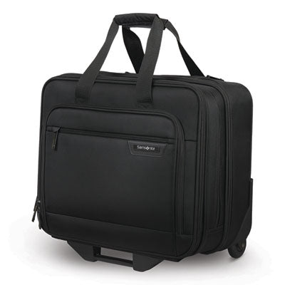 15.6 Inch Rolling Business Laptop Case - Durable Polyester Travel Organizer with Wheels (16.54 x 8 x 9.06 Inches, Black) - Perfect for Business Trips, Commuting & Air Travel