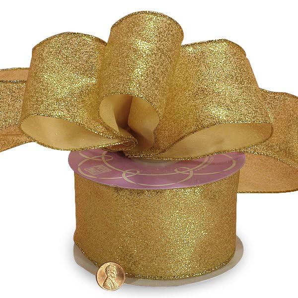 Premium Gold Metallic Wired Ribbon 2.5 Inch x 10 Yards - Elegant Gift Wrapping, Holiday Decor, Party & Wedding Decoration Supplies