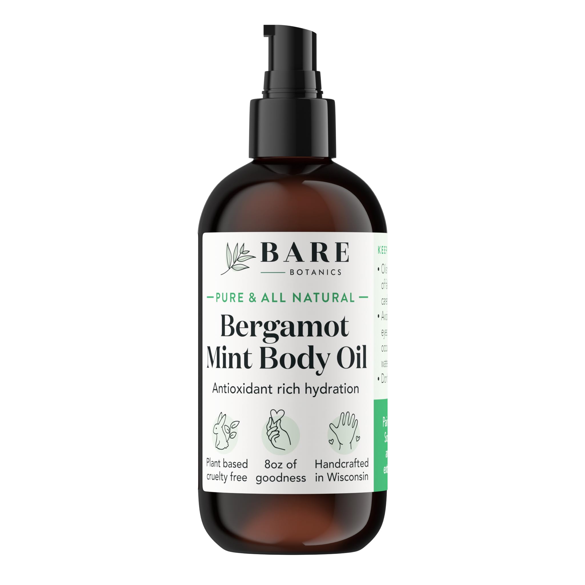 Bare Botanics Bergamot Mint Body Oil & Lavender Tea Tree Body Salt Scrub Set - Custom Formulated for Dry Skin - Aromatherapy, Spa Treatment, Relaxation Gift