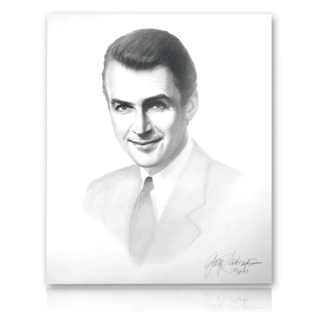 Gary Saderup Signed Jimmy Stewart 20x24 Lithograph Poster - Vintage Hollywood Actor Photo Art Print for Home Theater Decor & Movie Memorabilia Collection