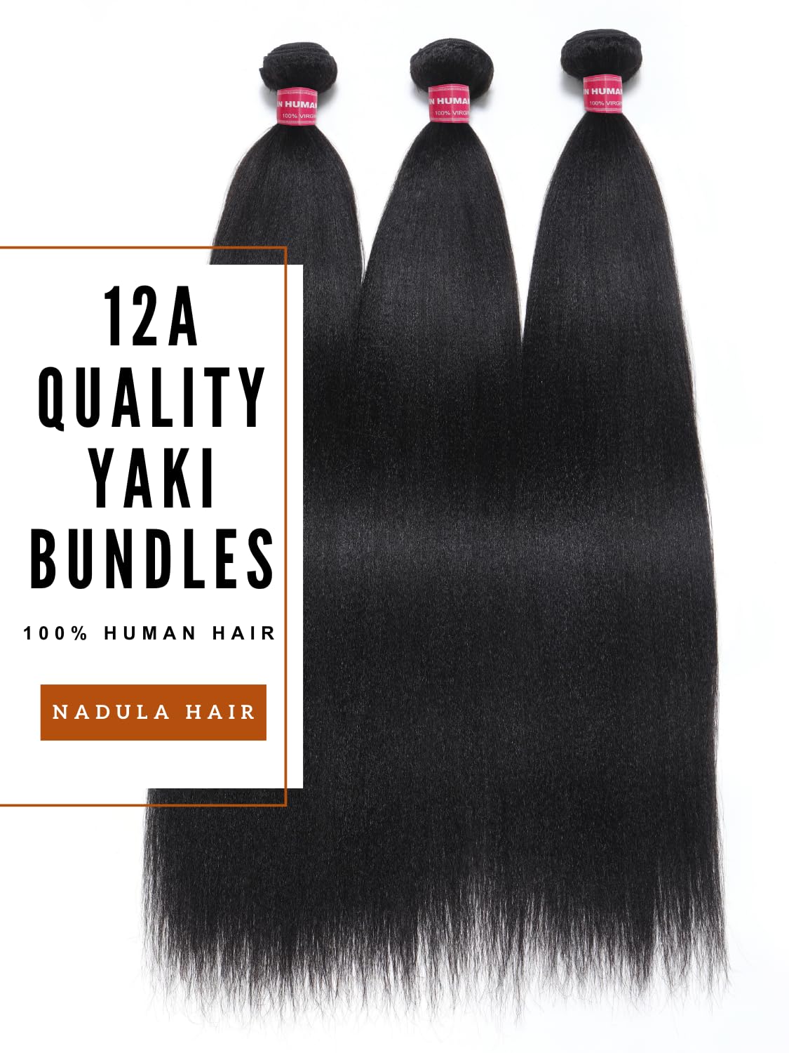 Nadula 12A Yaki Straight 100% Unprocessed Virgin Human Hair Weaves - 3 Bundles (22, 20, 18 Inches) for Black Women | Natural Hair Extensions for Styling, Braiding & Everyday Wear