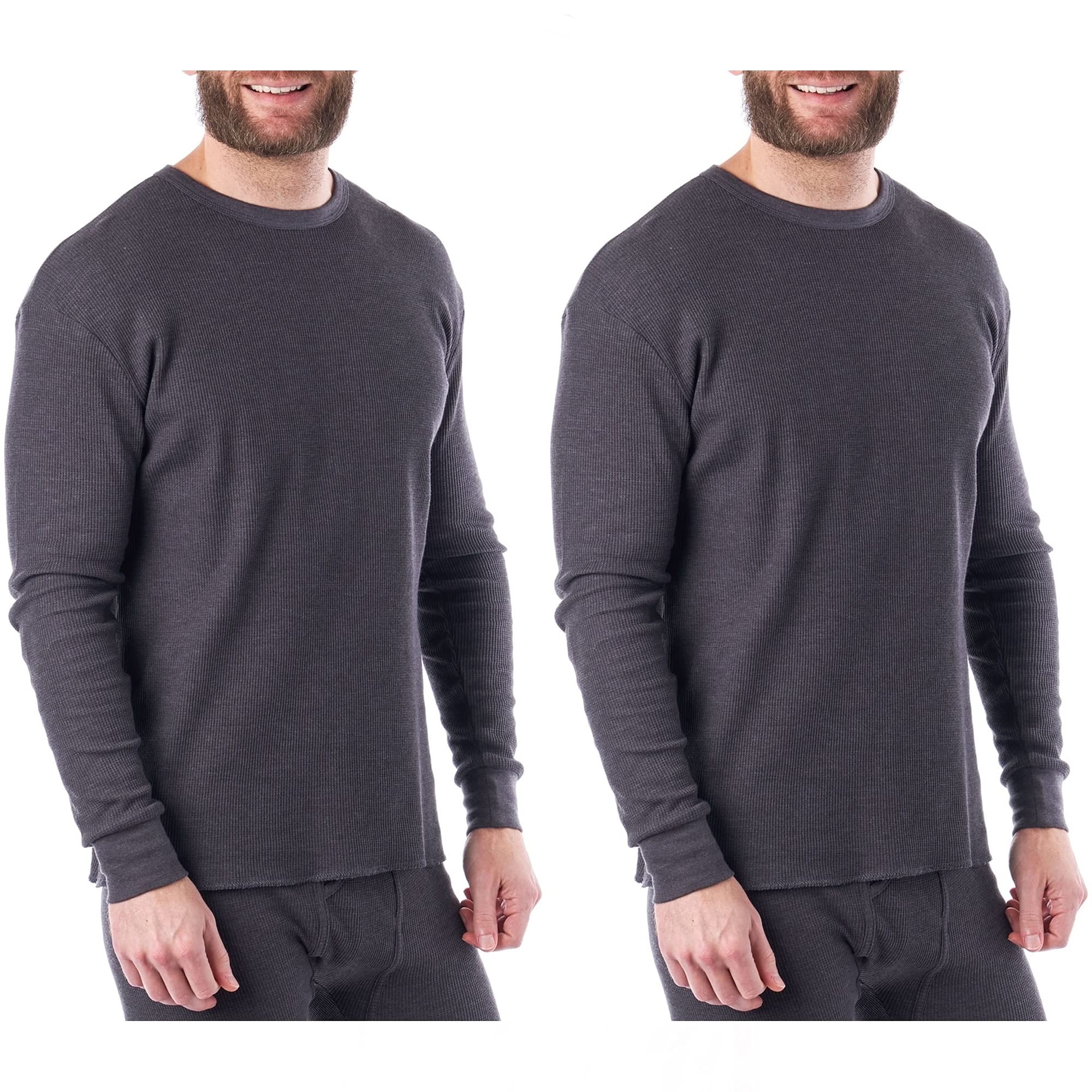Alpine Swiss Men's Thermal Long Sleeve Crew Neck Shirt - Waffle Knit Henley Base Layer for Cold Weather - Perfect for Winter Hiking, Skiing & Outdoor Activities