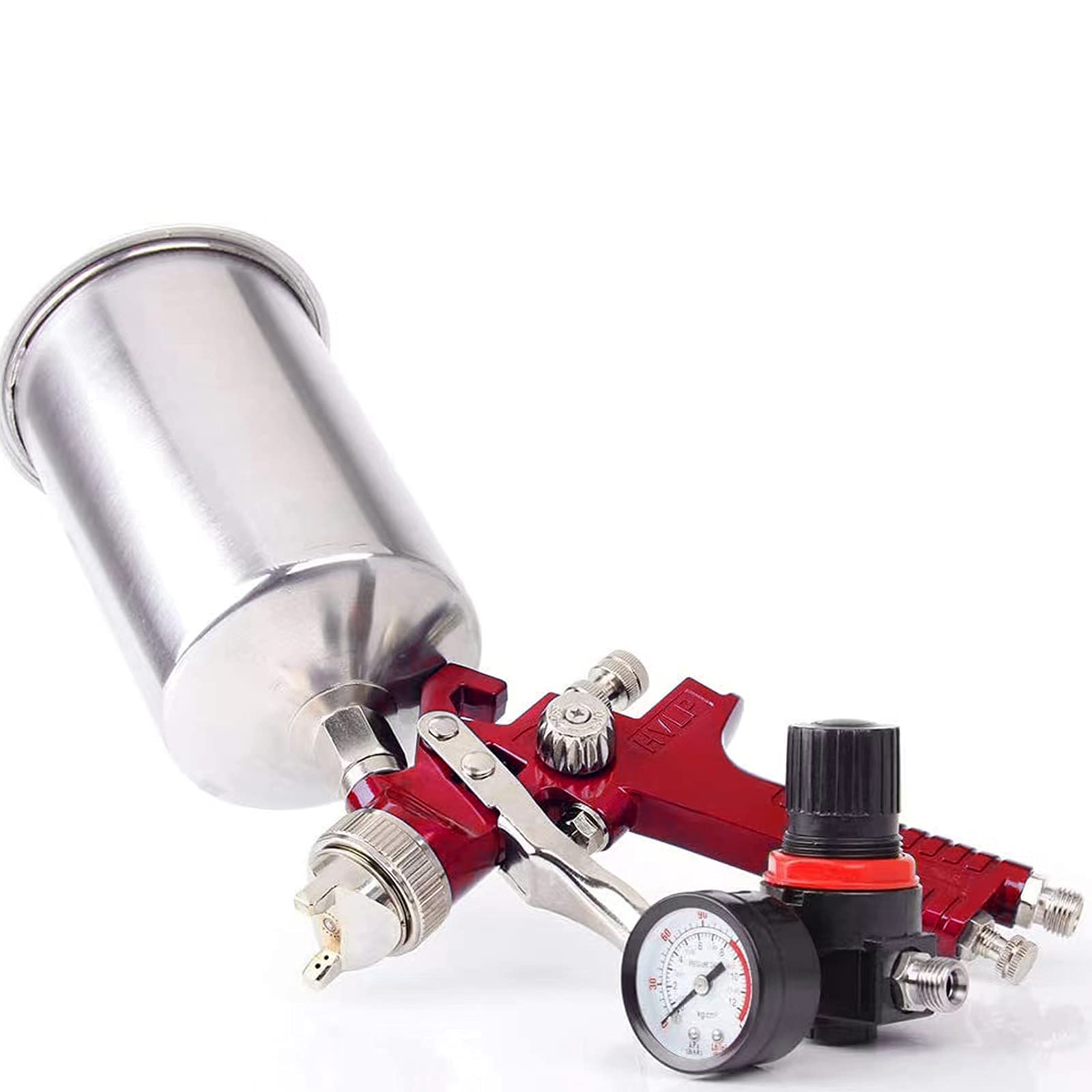 Professional HVLP Gravity Feed Spray Gun Kit with 1.4mm/1.7mm/2.0mm Nozzles - 1000cc Aluminum Cup & Air Gauge for Auto Painting, Primer, Clear/Top Coat - Perfect for Automotive Refinishing, Furniture Painting & DIY Projects