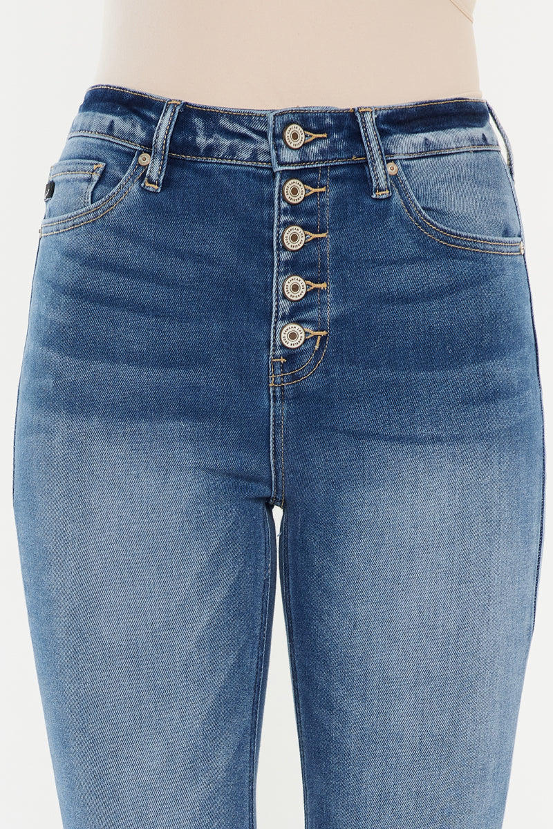 Dixie Ultra High Rise Flare Jeans for Petite Women - Vintage 70s Inspired Stretch Denim Pants for Casual Wear & Night Out