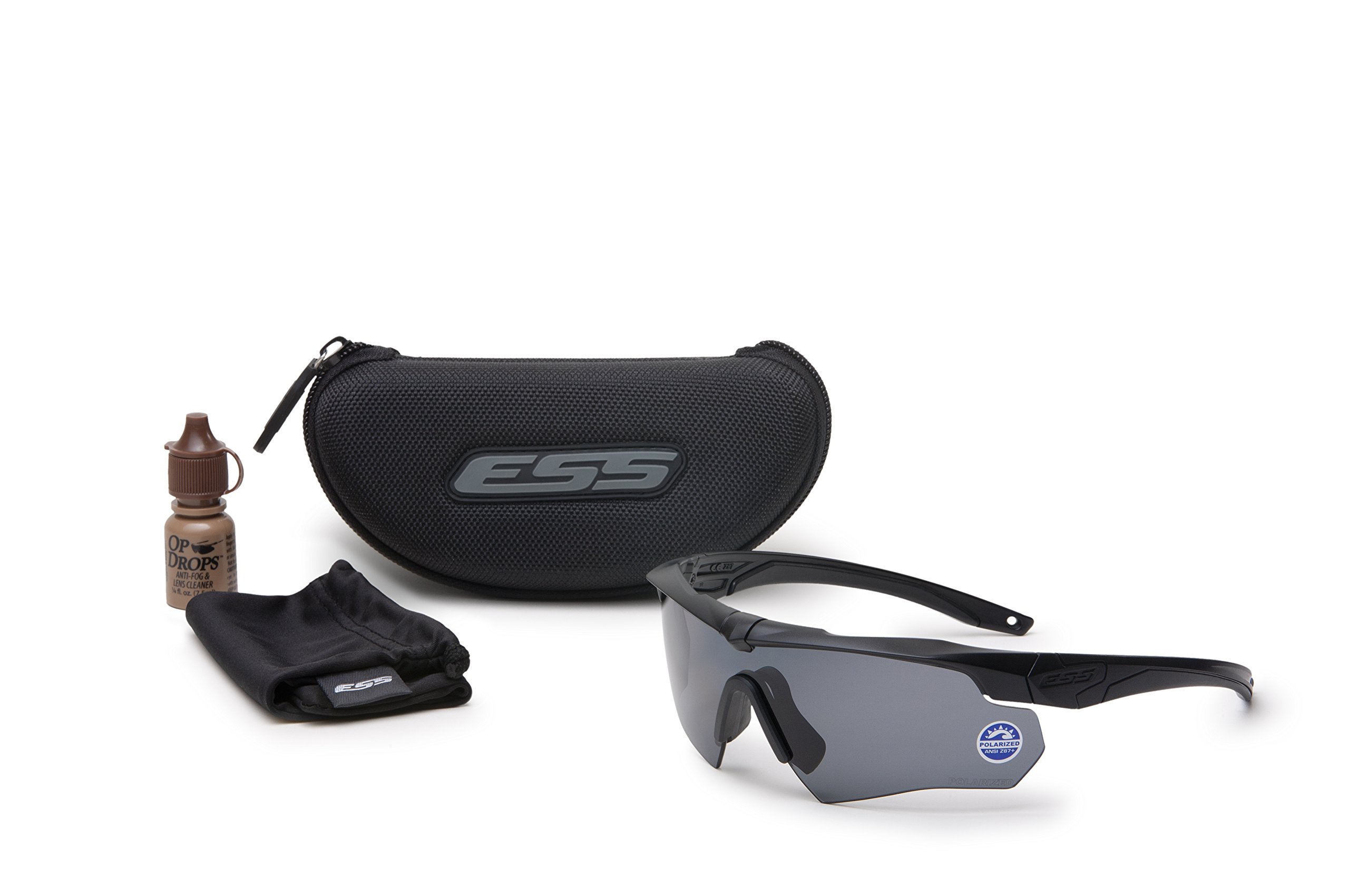 ESS 740-0494 Polarized Safety Glasses - Gray Lens, Anti-Scratch, UV Protection for Outdoor Work, Cycling & Driving