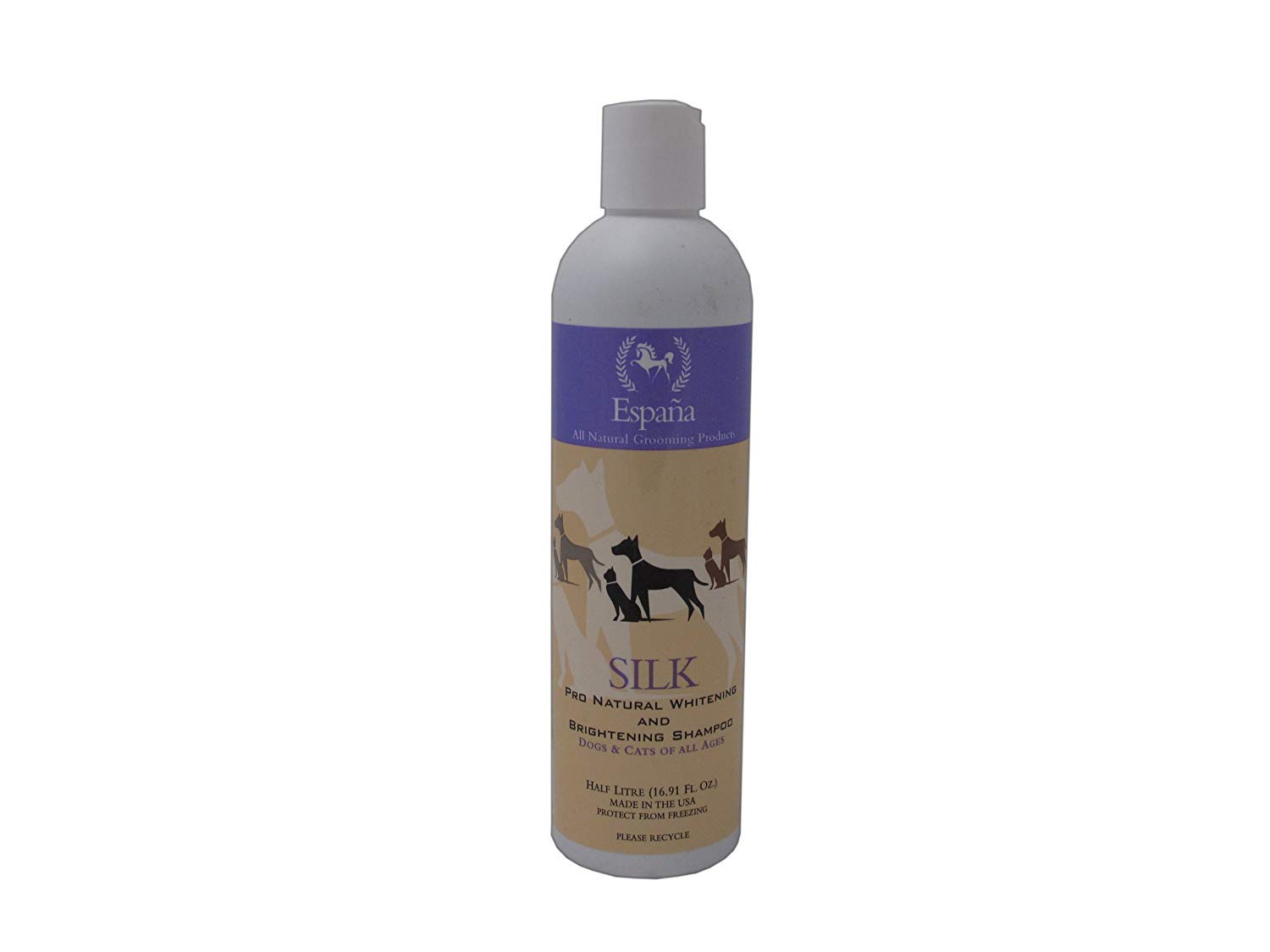 Espana Silk ESP0315DC Whitening & Brightening Shampoo for Dogs & Cats - 16.9oz | Specially Formulated Silk Protein Shampoo | Gentle Cleansing for White & Light-Colored Pets | Perfect for Show Prep & Daily Grooming
