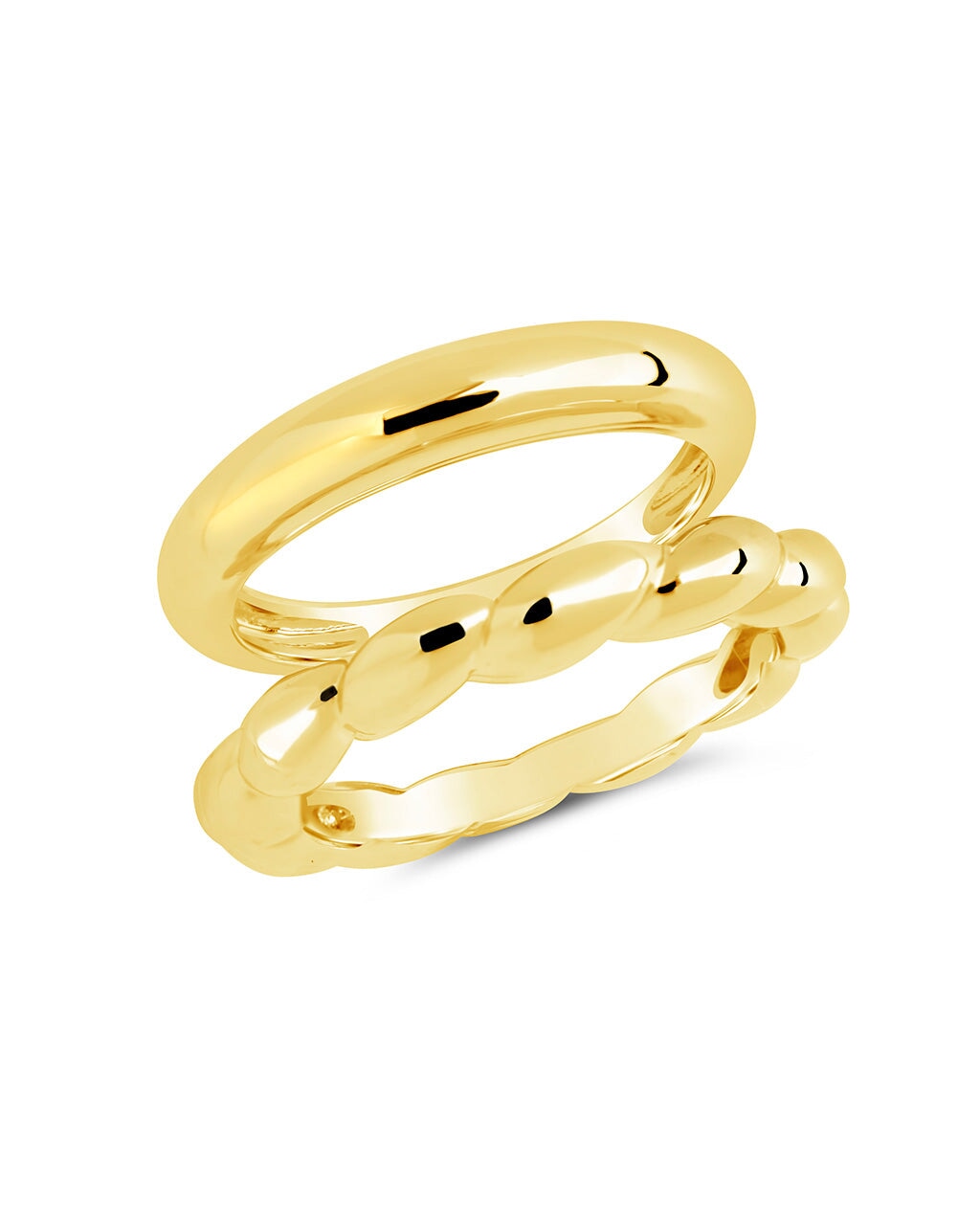 Kehlani Polished & Bubble Band Ring Set of 2 - Elegant Stackable Rings for Women, Perfect for Everyday Wear, Date Nights & Special Occasions