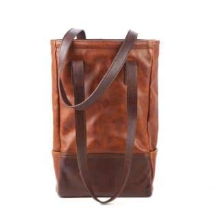 Moore & Giles Premium Leather Petty Bottle Tote Bag - Titan Milled Honey Color | Stylish & Durable Wine Carrier for Picnics, Parties & Gifts