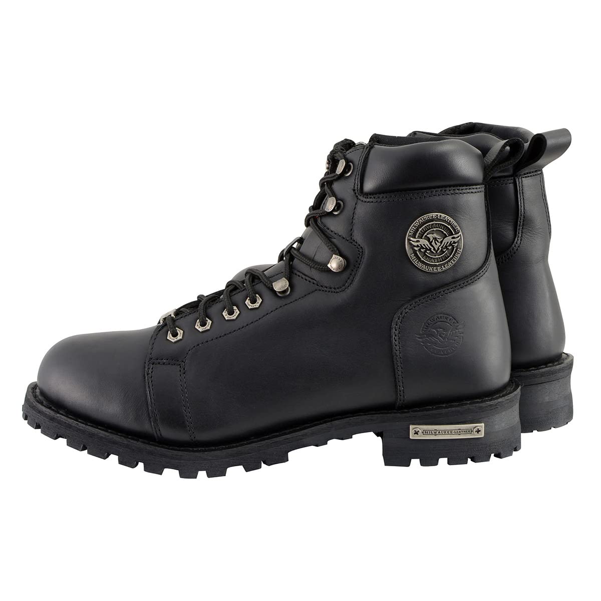 Milwaukee Leather Men's Black Leather Motorcycle Boots - Lace-Up & Side Zipper for Riding Comfort (MBM100-8) | Durable Biker Footwear for Cruising, Touring & Daily Commute