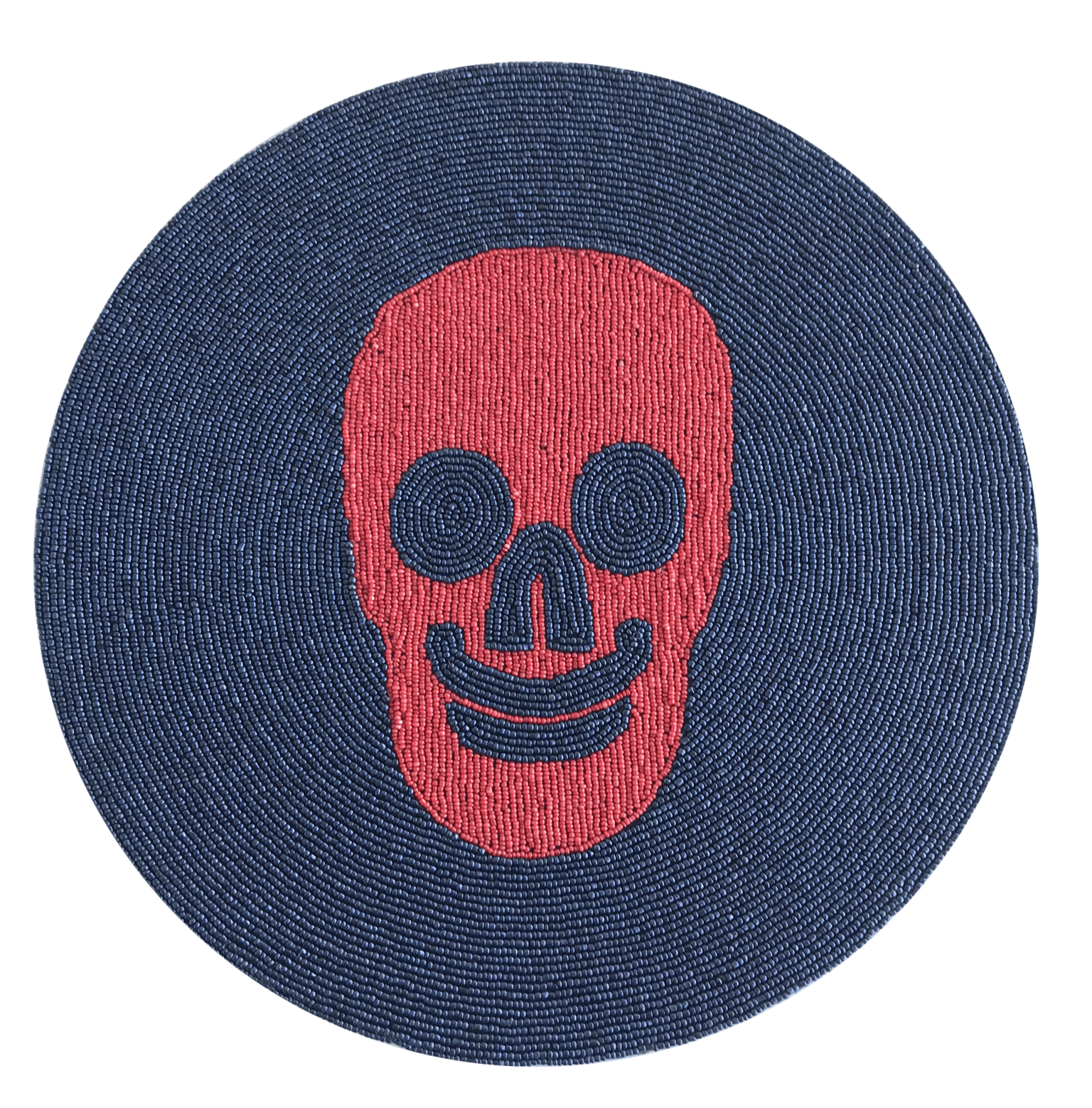 Stylish Orange Skull Beaded Placemat - Gothic Dining Decor for Halloween, Parties & Dark Aesthetic Table Setting