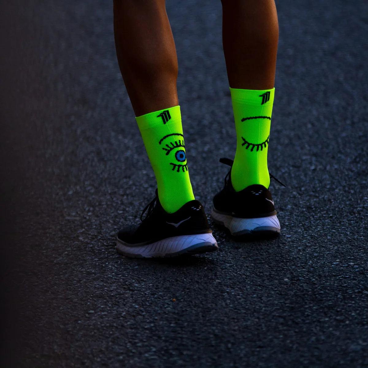 Sporkcs Yellow Running Socks for Men & Women - Breathable Cushioned Athletic Socks for Jogging, Gym Workouts & Marathon Training