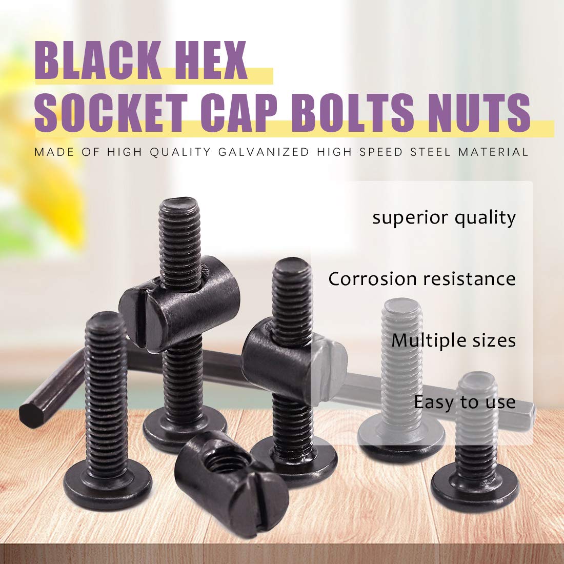 Swpeet 120Pcs M6 Crib Screws & Nuts Set with Allen Wrench - Perfect for Baby Beds & Furniture Assembly