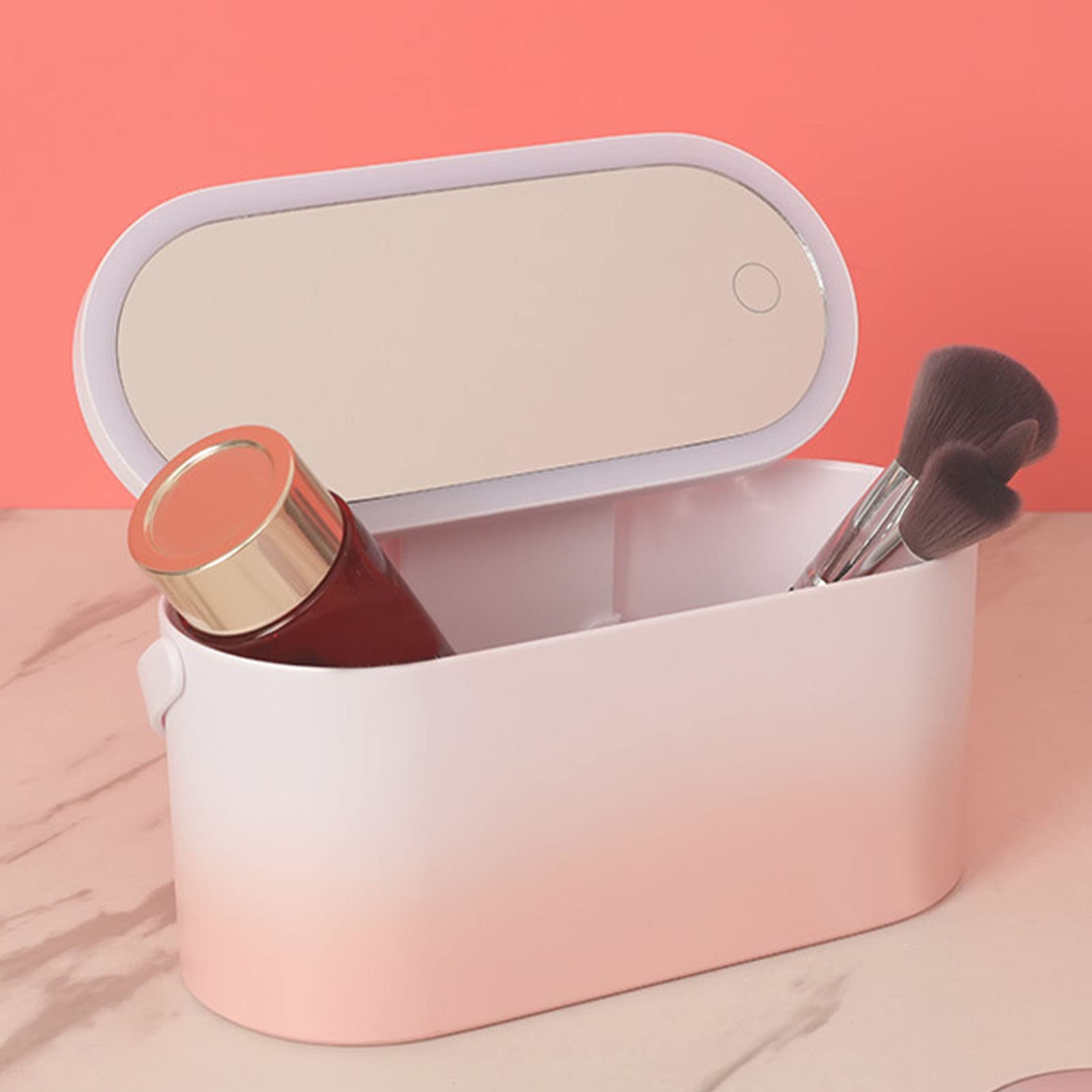 Portable LED Makeup Mirror Travel Case - Yeqoo Pink Gradient Cosmetic Organizer with Lights | Perfect for Women's Travel, Home Vanity & On-the-Go Touch Ups