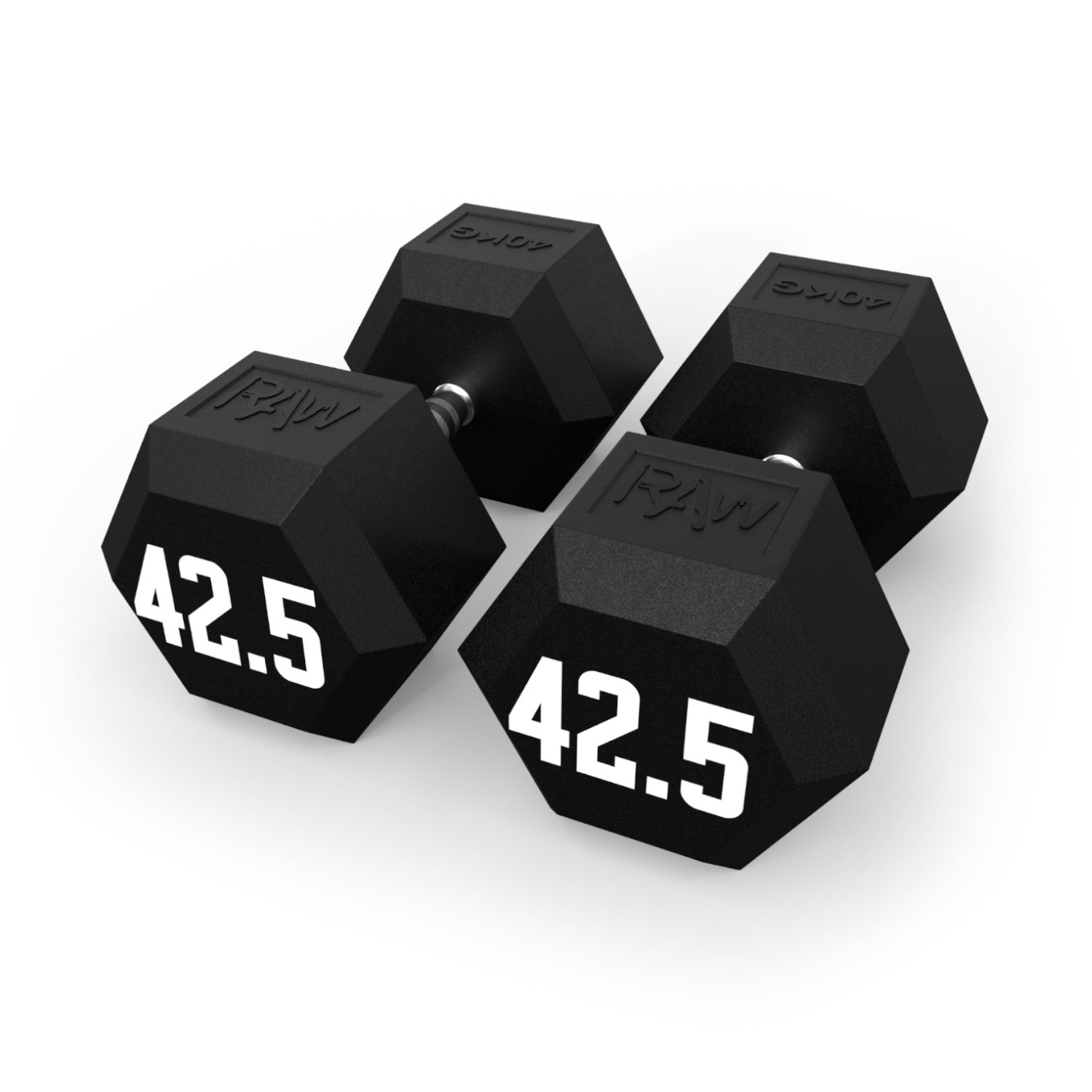 Hex Rubber Dumbbell Set - 42.5kg (93.7lbs) Pair for Home Gym, Strength Training & Weightlifting Workouts