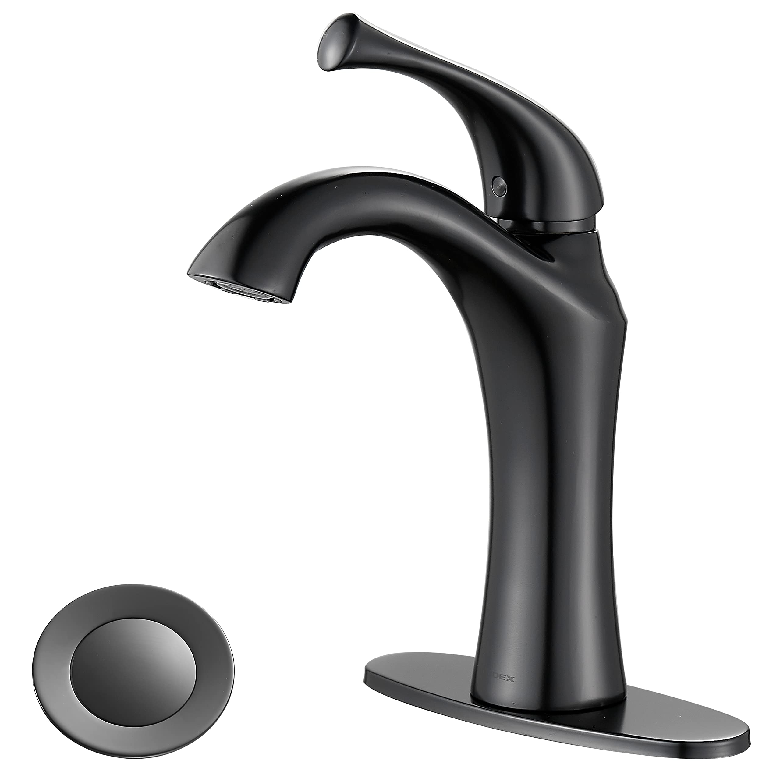 RODDEX Matte Black Single Handle Bathroom Faucet - 1 or 3 Hole Vanity Sink Faucet with Pop-up Drain & Deck Plate | Modern Basin Faucet for Bathroom Remodel & Home Upgrade