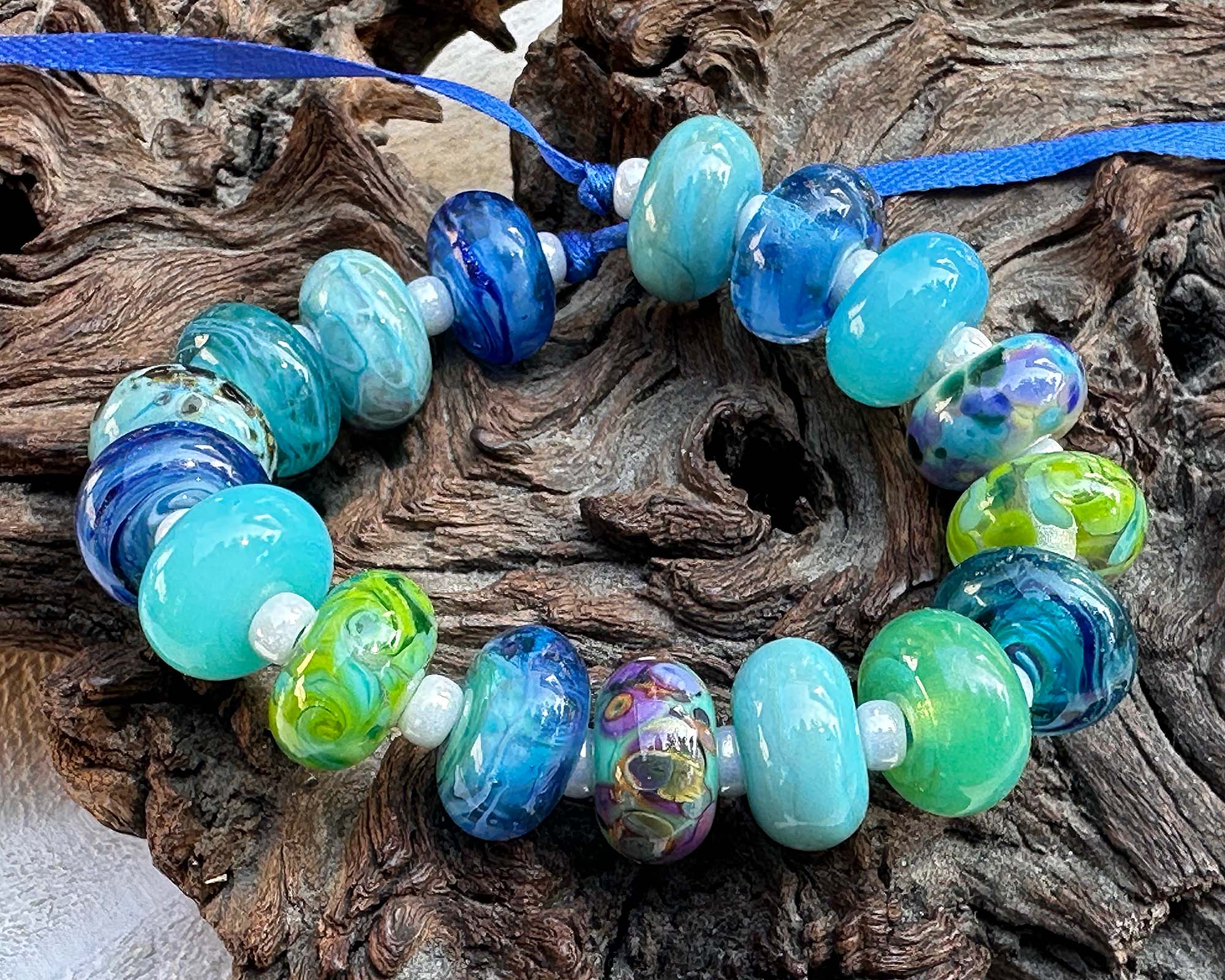17-Piece Turquoise & Green Mix Lampwork Glass Beads Set for Jewelry Making - DIY Necklace, Bracelet, Earrings Craft Supplies - Perfect for Bohemian & Handmade Jewelry Designs