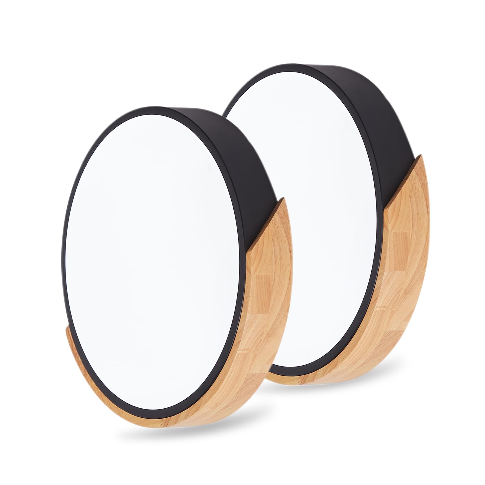 Modern LED Ceiling Light Fixtures - 2 Pack Wood Flush Mount Lights, 6000K Daylight White, 11.8 Inch Round - Energy Saving Kitchen, Bedroom, Hallway, Laundry Room Lighting (Black) | Perfect for Home, Office and Commercial Spaces