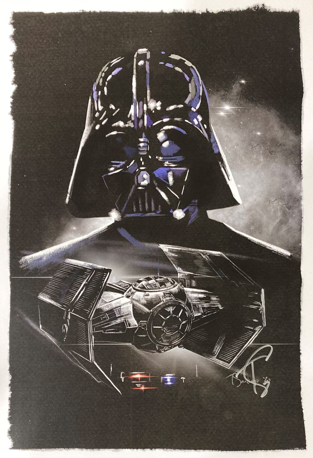 Authentic Darth Vader 13x19 Star Wars Lithograph Signed by Tony Santiago - Limited Edition Collectible for Home Decor & Fan Display