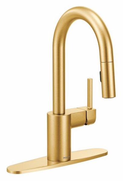 Moen 5965BG Brushed Gold Align Bar Faucet with Pull-Down Spray - Perfect for Kitchen Sink, Bar, or Wet Bar Installation