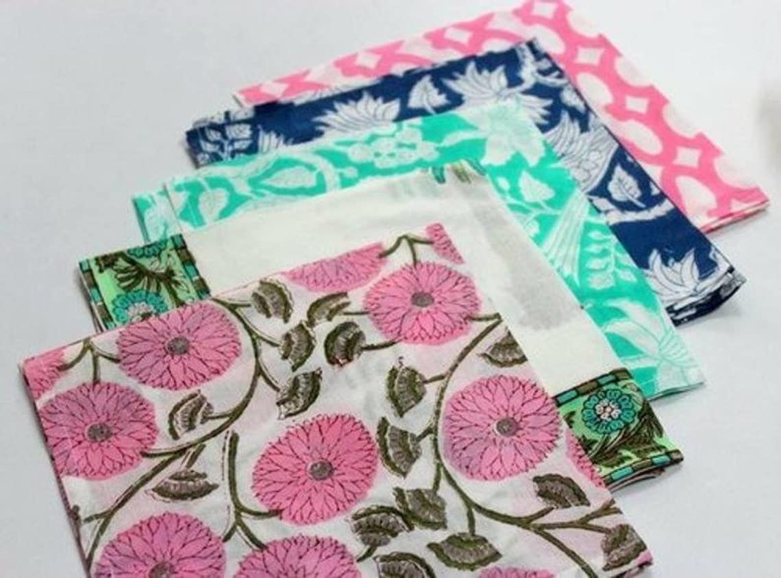 20-Piece Hand-Printed Napkin Set for Home, Kitchen & Dining Room - Decorative Holiday Table Cloth Napkins & Face Towels - Perfect for Parties, Weddings & Everyday Use