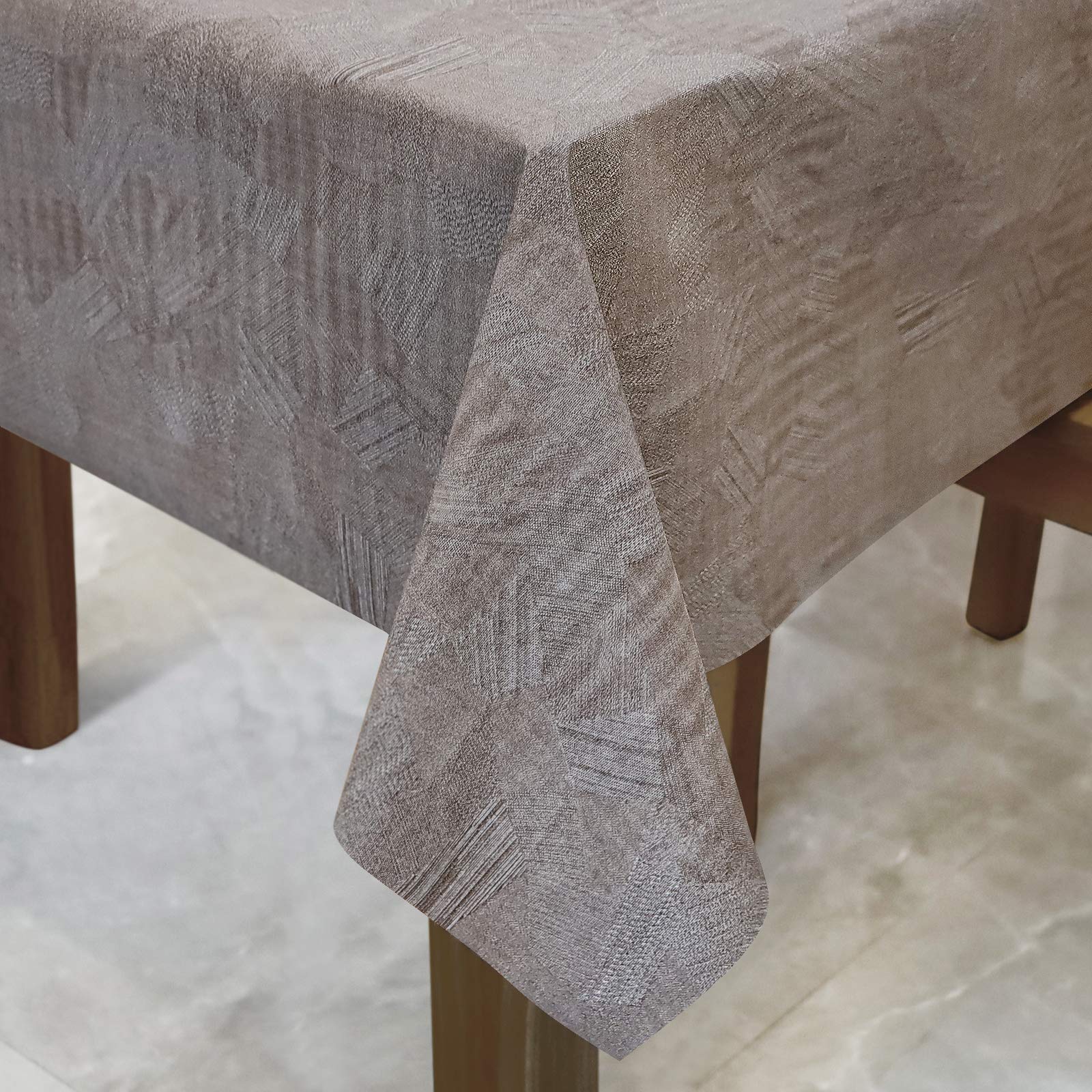 AIRCOWRIE Waterproof Vinyl Tablecloth - Heavy Duty Oil & Spill Proof PVC Table Cover for Indoor Outdoor Use - Easy Wipe Clean Rectangle Tablecloth (Brown, 54x120 Inches) - Perfect for Picnics, BBQs, Parties & Dining Protection