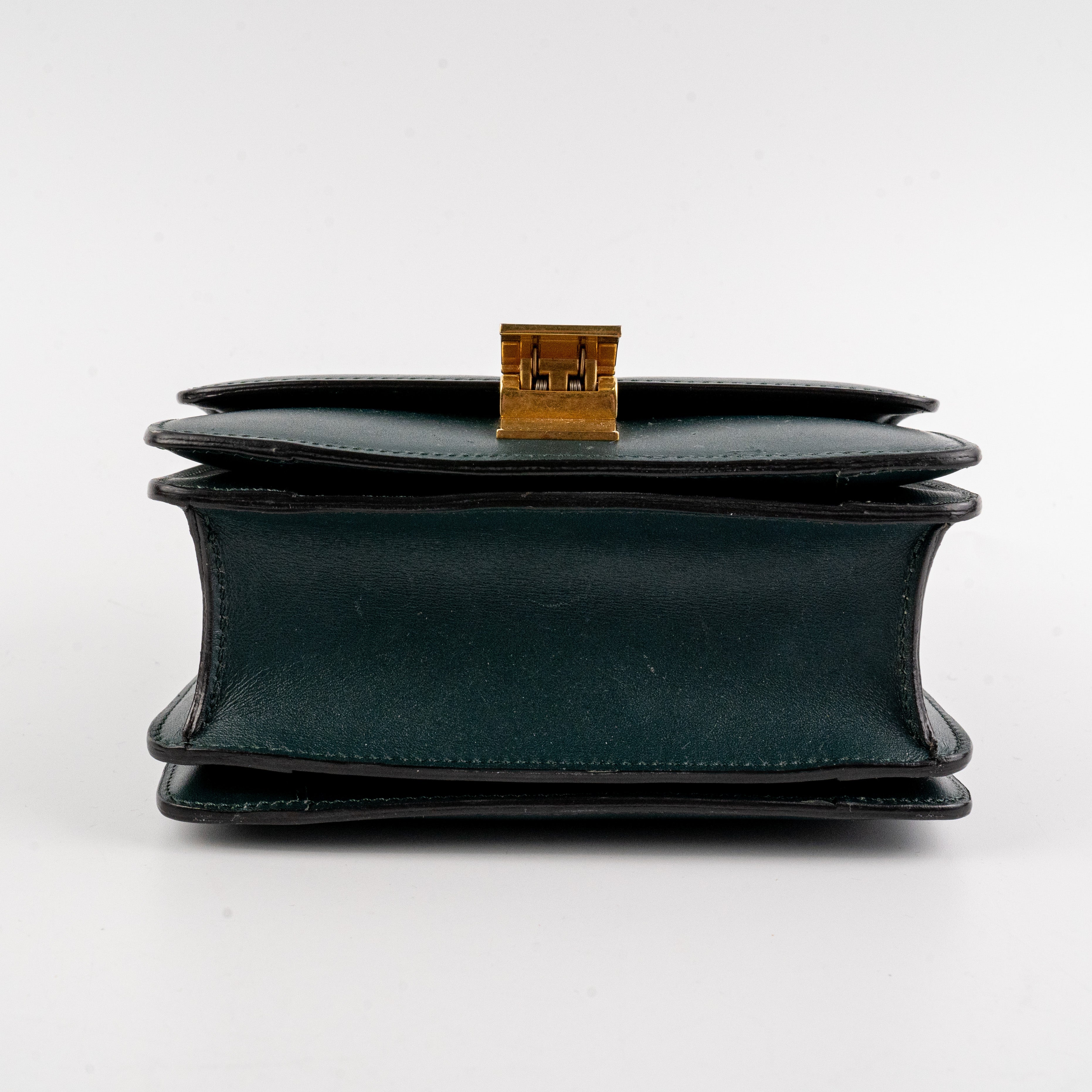 Celine Teen Box Bag in Dark Green - Luxury Leather Crossbody Purse for Women, Perfect for Work, Travel & Evening Out