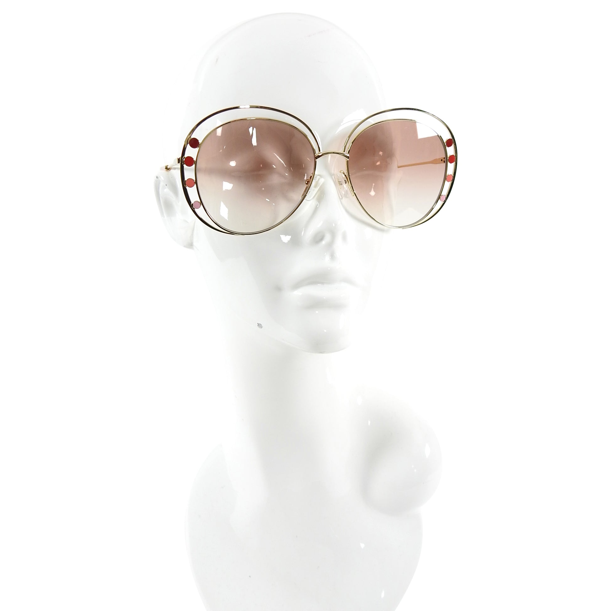 Chloe Large Oversized Round Sunglasses with Enamel Detail CE 169S - Fashionable UV Protection Shades for Women, Perfect for Beach, Driving & Outdoor Activities