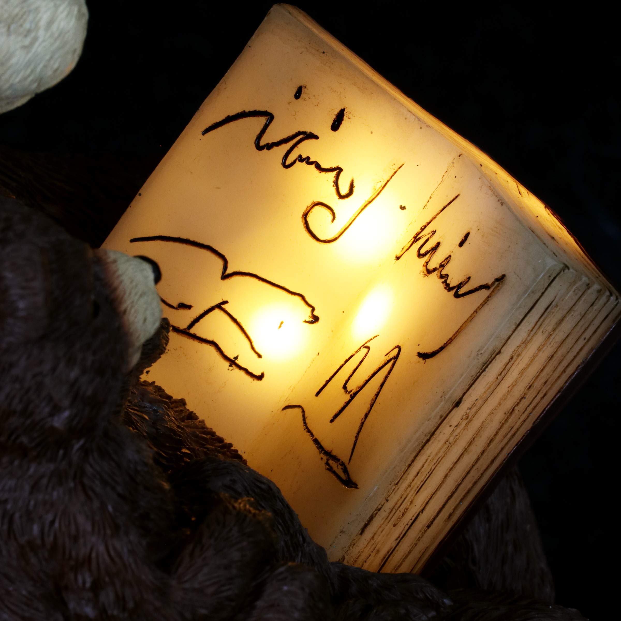 Solar-Powered Bear Family Reading Statue with LED Book – Outdoor Garden Decoration for Patio, Lawn & Yard – 9 x 12.5 Inch Exhart Garden Sculpture – Perfect for Storybook Gardens & Cozy Outdoor Spaces
