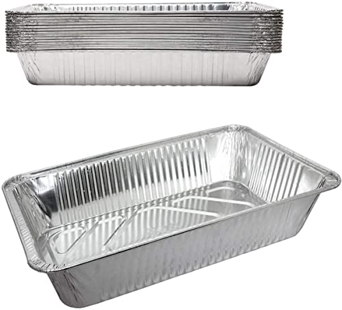 Heavy-Duty Full-Size Deep Aluminum Foil Roasting Pans - Disposable Steam Table Pans for Catering, Bulk Cooking & Food Storage - 100 Count - Perfect for Parties, BBQs, Buffets & Meal Prep