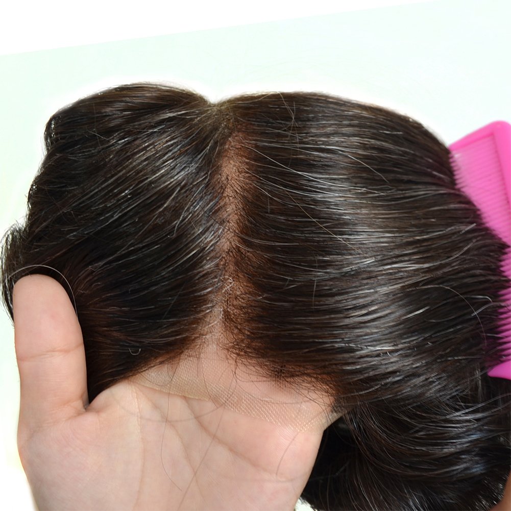 Premium Swiss Lace Base Custom Men's Toupee - 100% Human Indian Hair Replacement System (Color #1B20 Off Black with 20% Gray) - Natural Looking Hairpiece for Thinning Hair & Baldness - Perfect for Daily Wear, Special Occasions & Professional Settings
