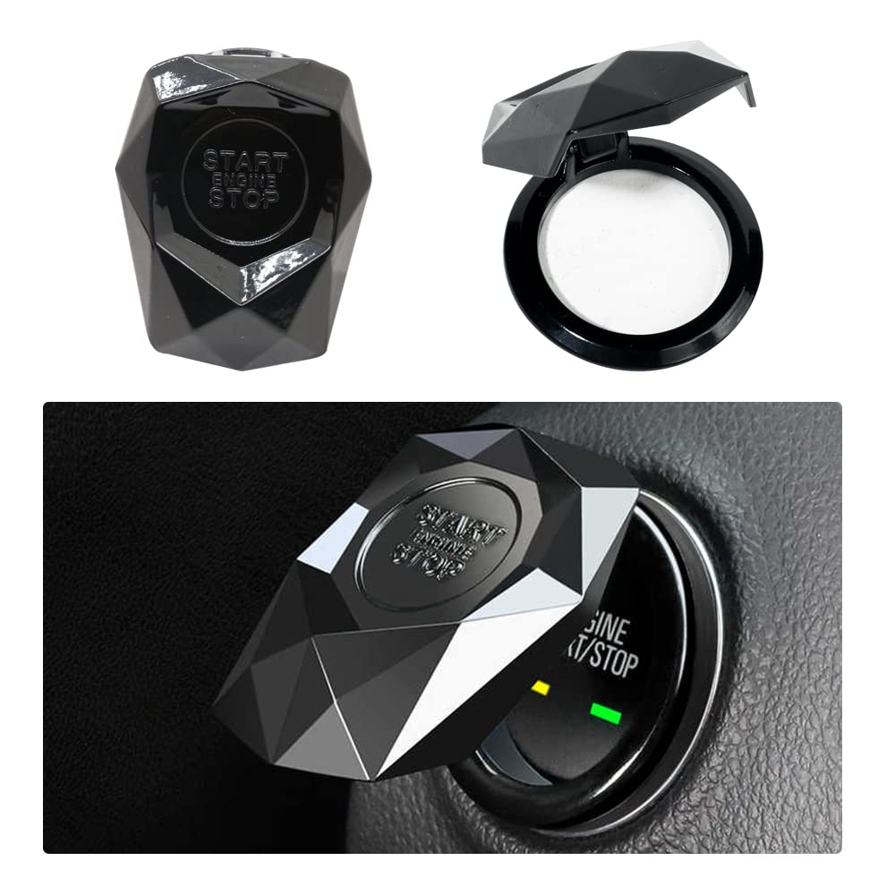 Engine Start Stop Push Button Cover - Aluminum Alloy Anti-Scratch Car Switch Protector | Power Control Trim Decoration for Cars (Closed Black) | Perfect for Vehicle Interior Protection & Style Enhancement